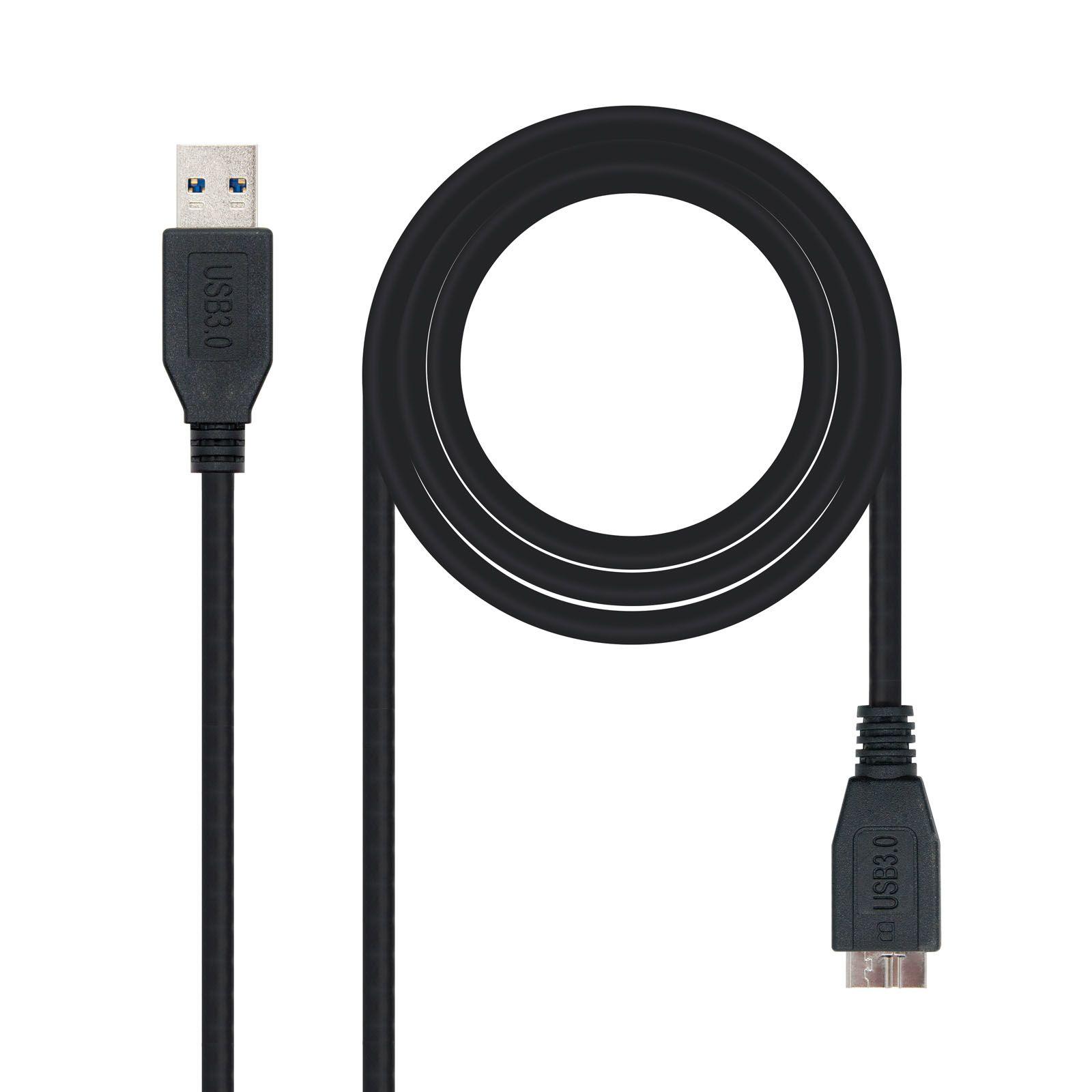 Cabo USB NANOCABLE 10.01.1101-BK (1 m - Micro-USB B - USB A - Preto)
