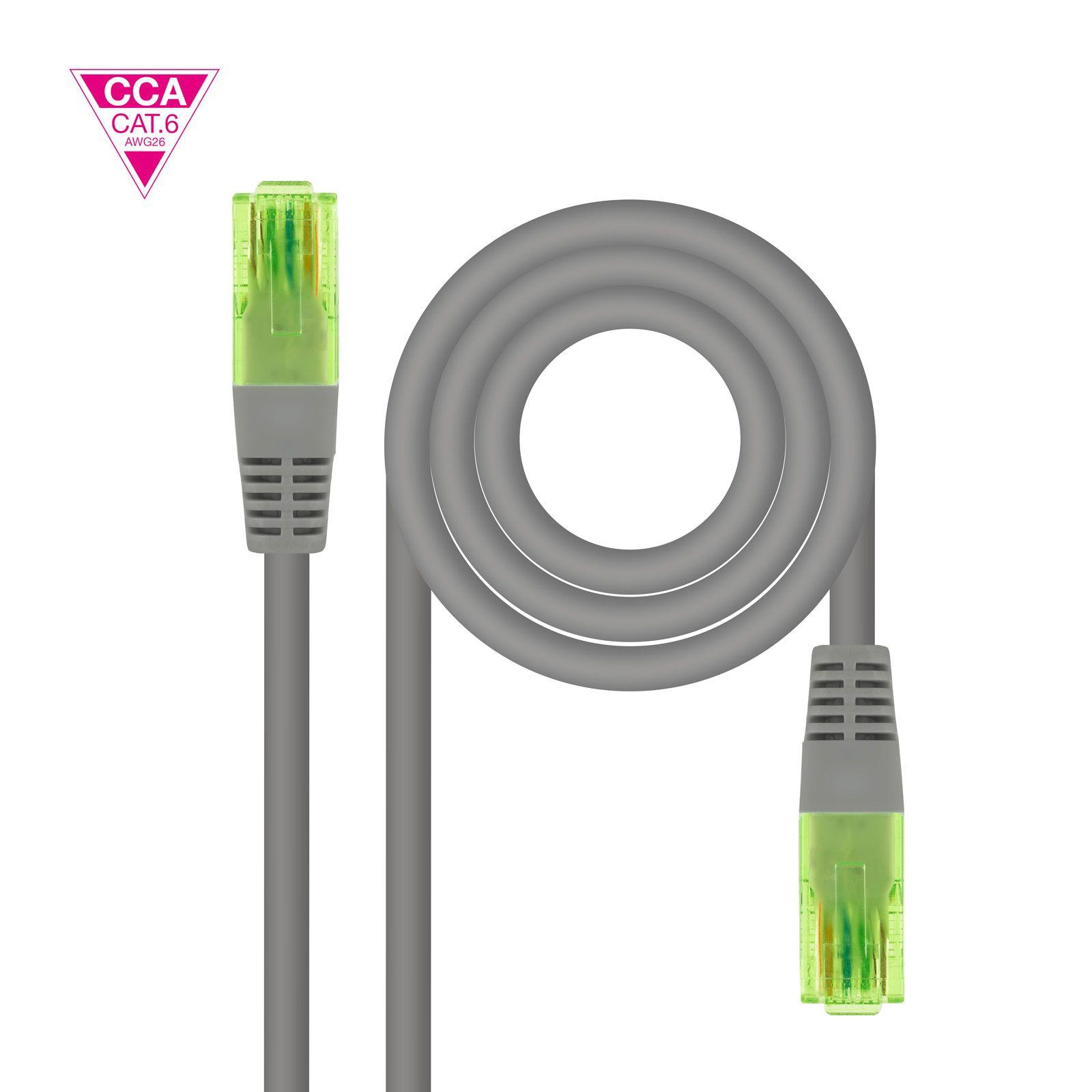 Cabo de Rede NANOCABLE 10.20.1400-L25 (0,25 m - Cat6 - RJ-45 - Cinzento), miniatura 3