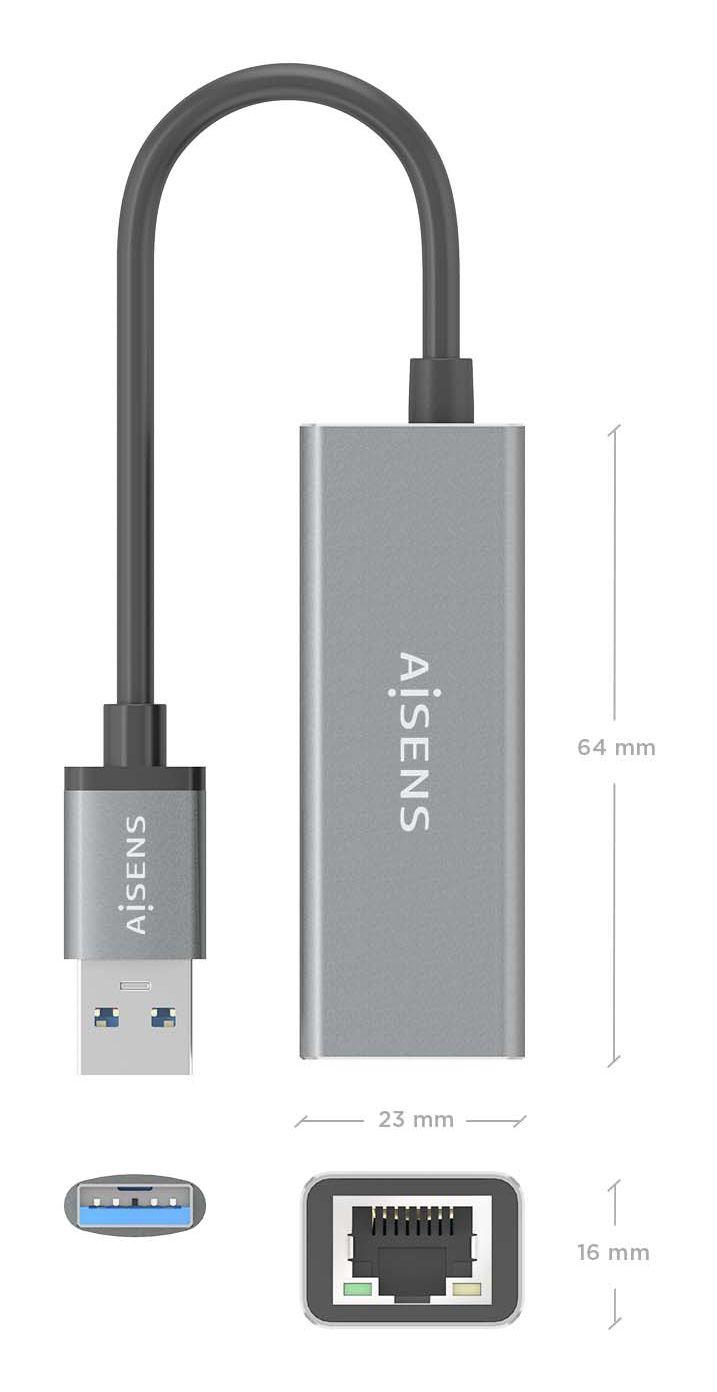 Conversor USB 3.0 para Ethernet Gigabit AISENS A106-0897 (USB - 1000 Mbit/s - Cinzento) — miniatura 4