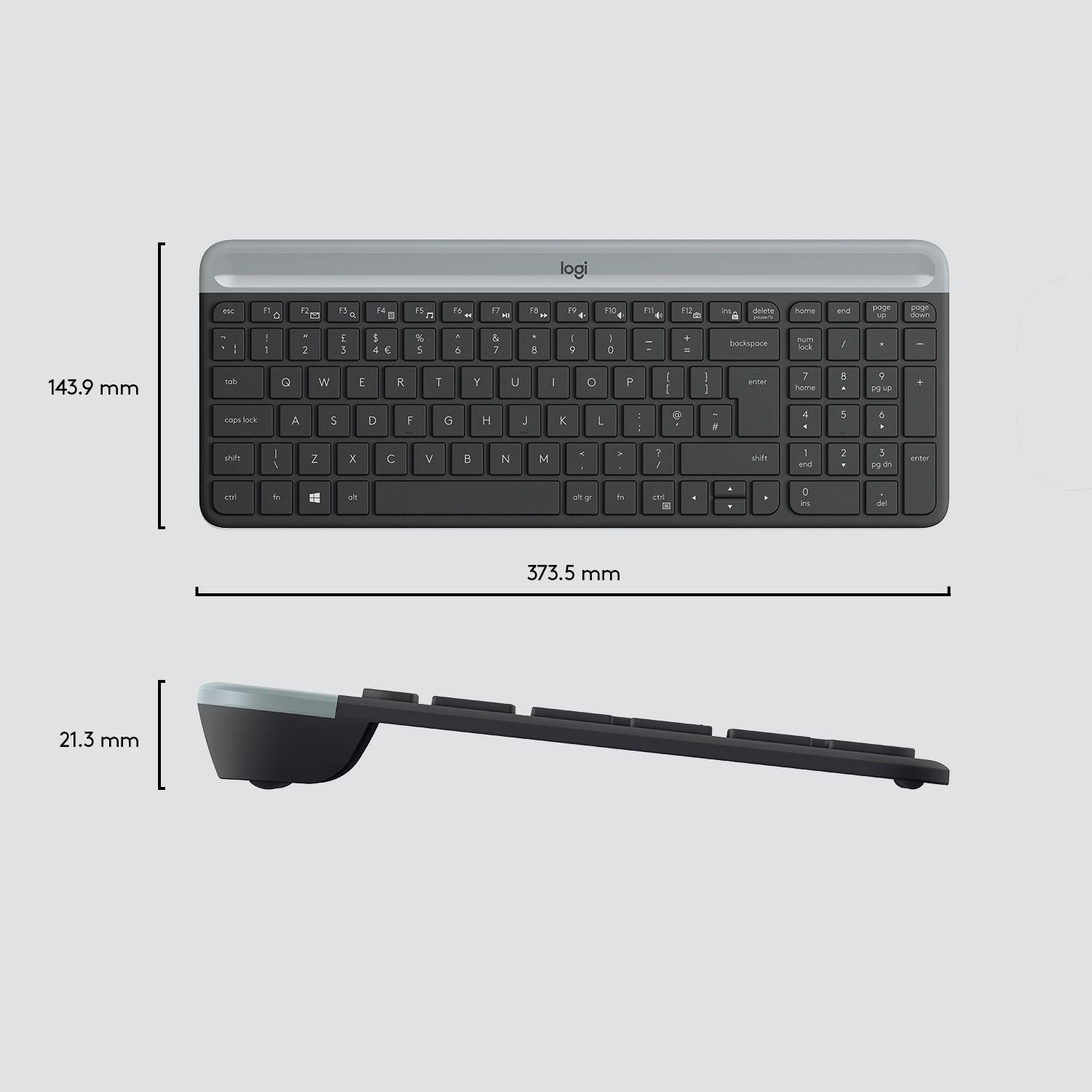 Conjunto de Teclado e Rato LOGITECH MK470 (Estados Unidos - Tamanho completo - RF Wireless - Grafite) — miniatura 7
