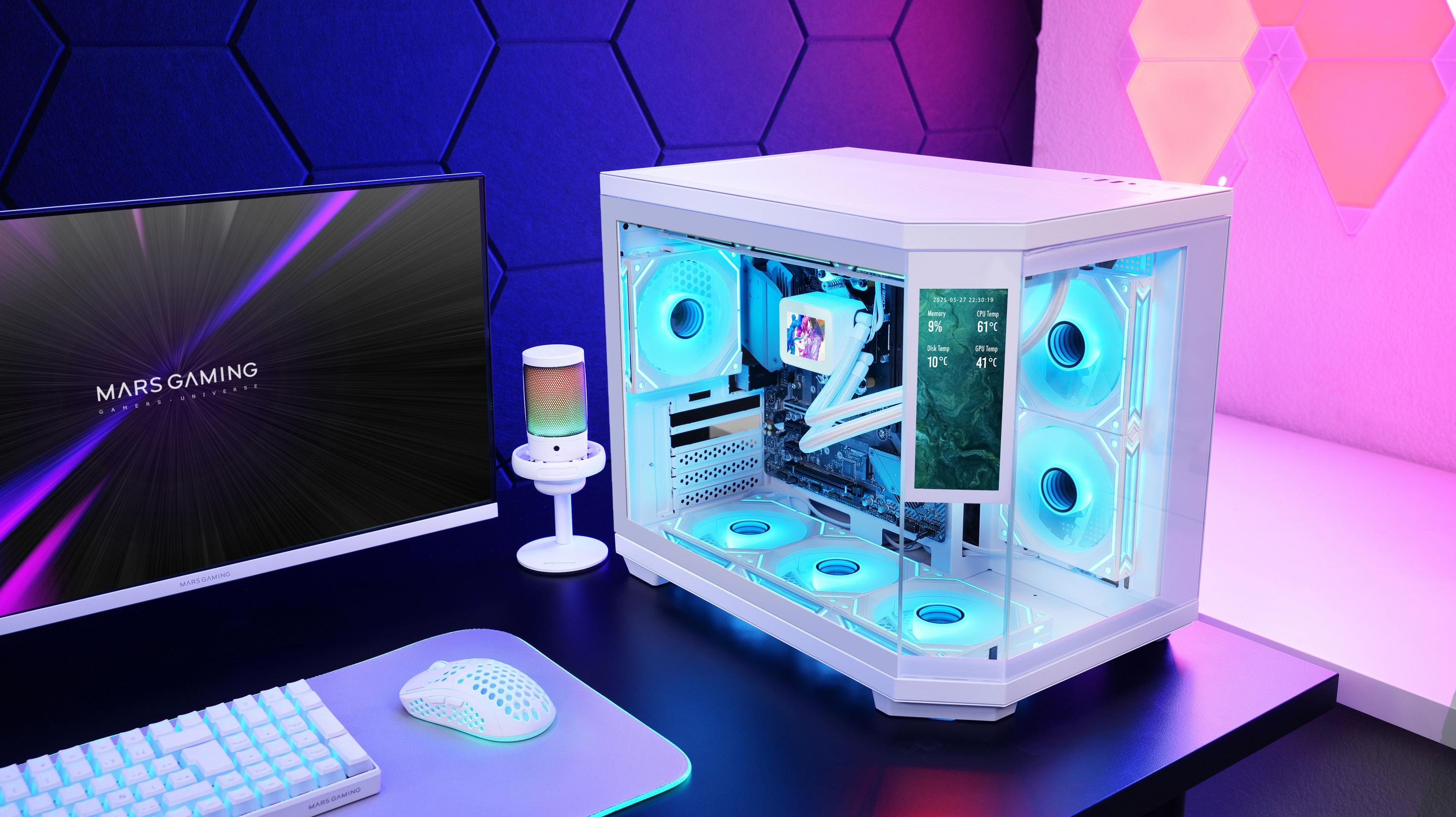 Caixa PC MARS GAMING MC3TCORELCDM (Micro-ATX - Ecrã IPS 7,2" - Branco) — miniatura 8
