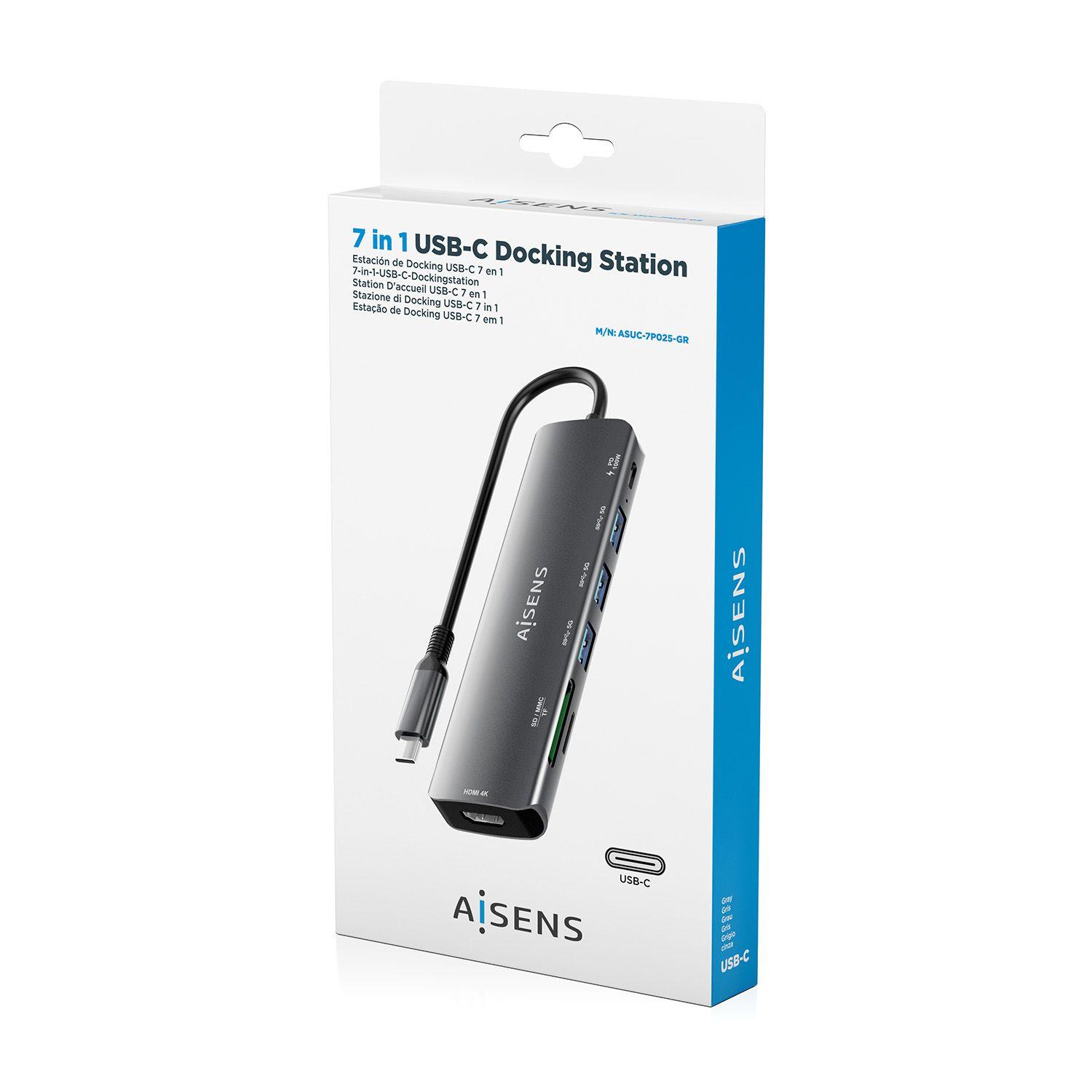 Estação de Acoplamento USB-C AISENS ASUC-7P025-GR (0,15 m - Cinzento), miniatura 7