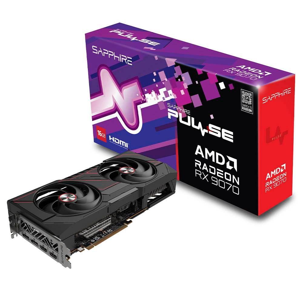Placa Gráfica SAPPHIRE PULSE AMD Radeon RX 9070 Gaming (AMD Radeon RX 9070 - 20 Gbit/s - 16 GB - Preto) — miniatura 2