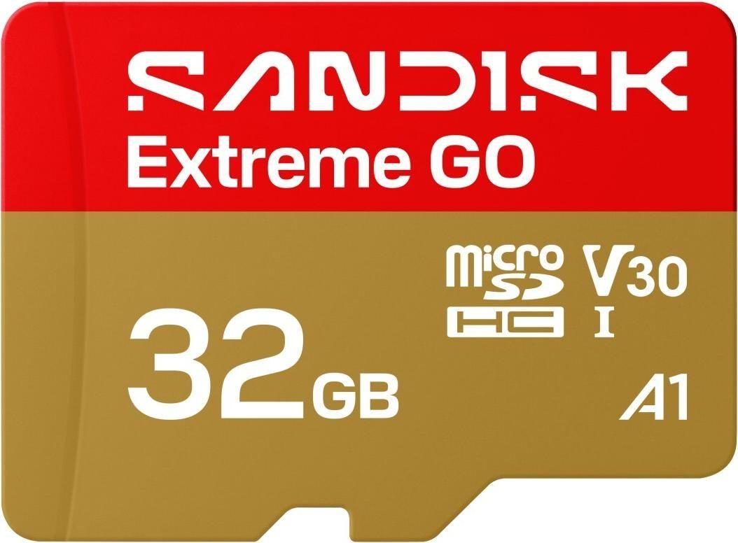 Cartão de Memória SANDISK Extreme SDSQXGN-032G-GN6MN (32GB - Class 3 - 100 MB/s - Dourado e Vermelho)