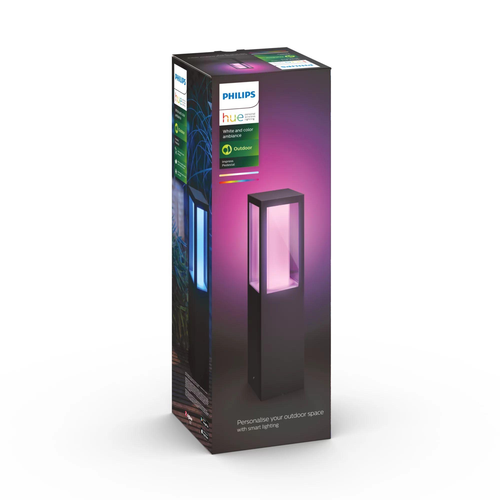 Candeeiro de Pedestal Exterior PHILIPS Hue Impress 17431/30/P7 (Vidro - Preto) — miniatura 3