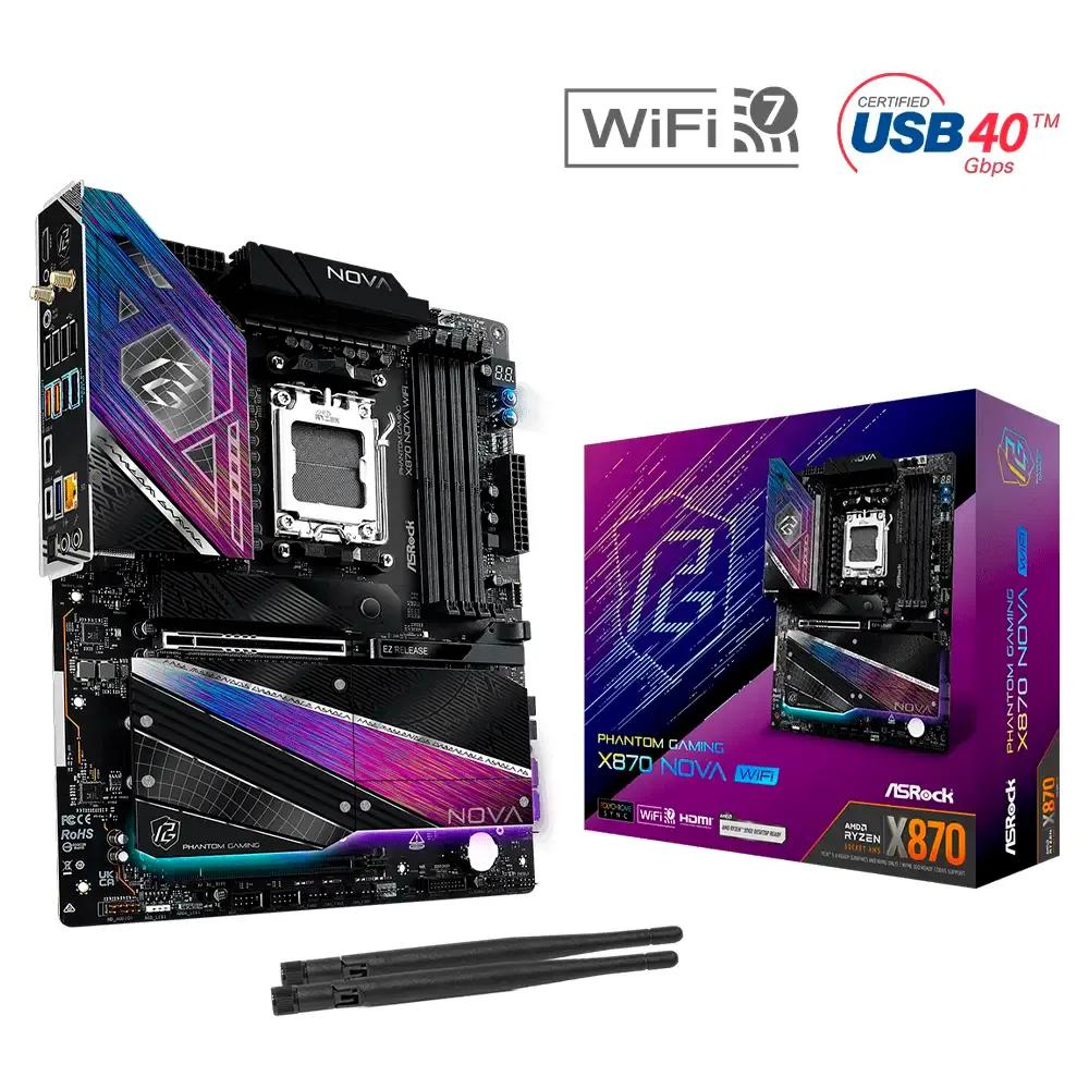 Motherboard ASROCK X870 Nova WiFi (AM5 - ATX - Duplo canal - Roxo), miniatura 2