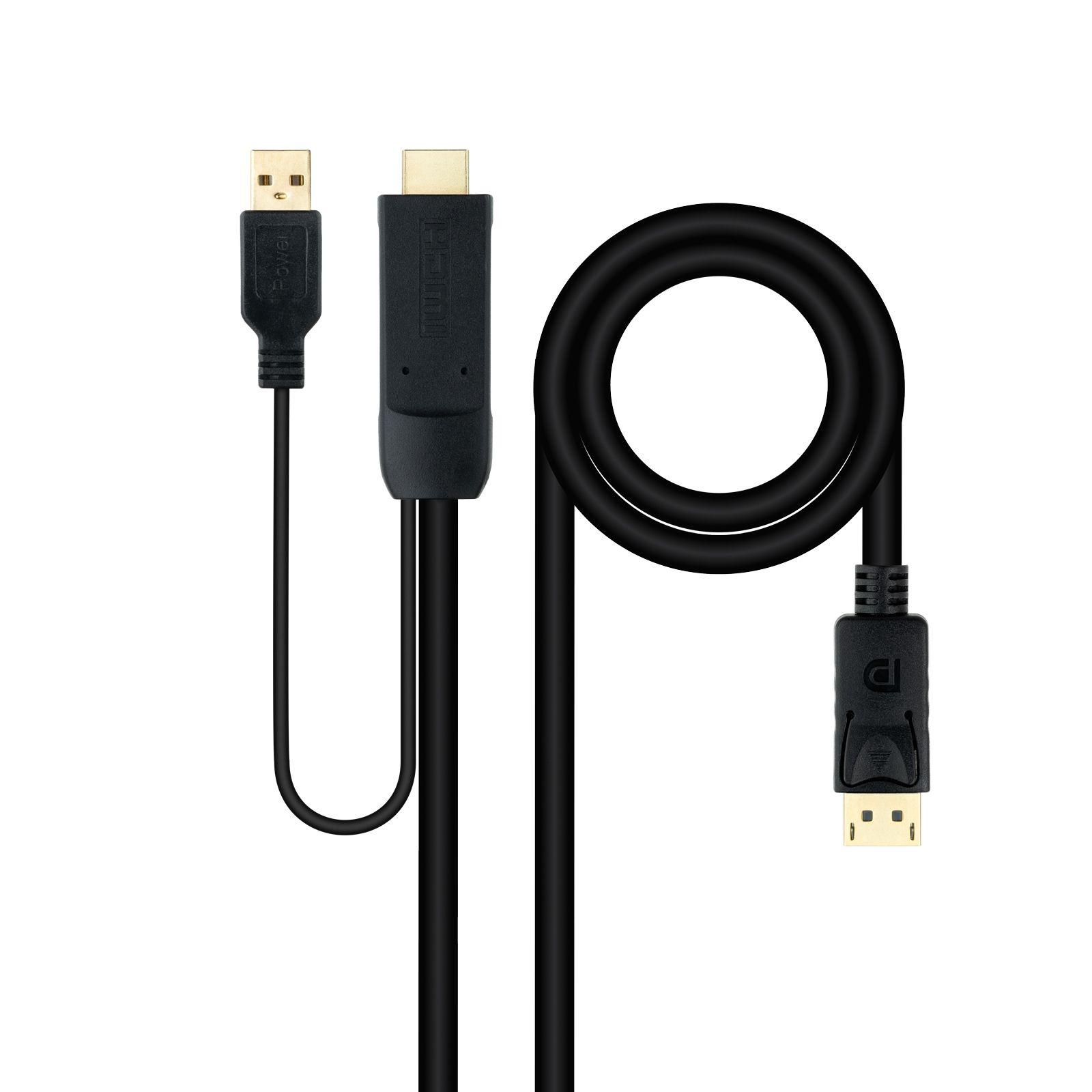 Cabo Conversor NANOCABLE 10.15.4352 (1,8 m - HDMI + USB Type-A - Preto)