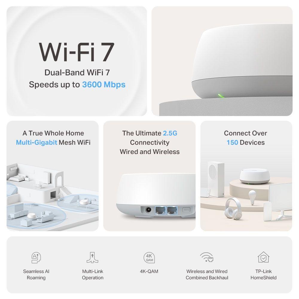 Sistema Wi-Fi Mesh TP-LINK Deco BE25 (Wi-Fi 7 - 2882 Mbit/s - Banda dupla - Branco) — miniatura 3