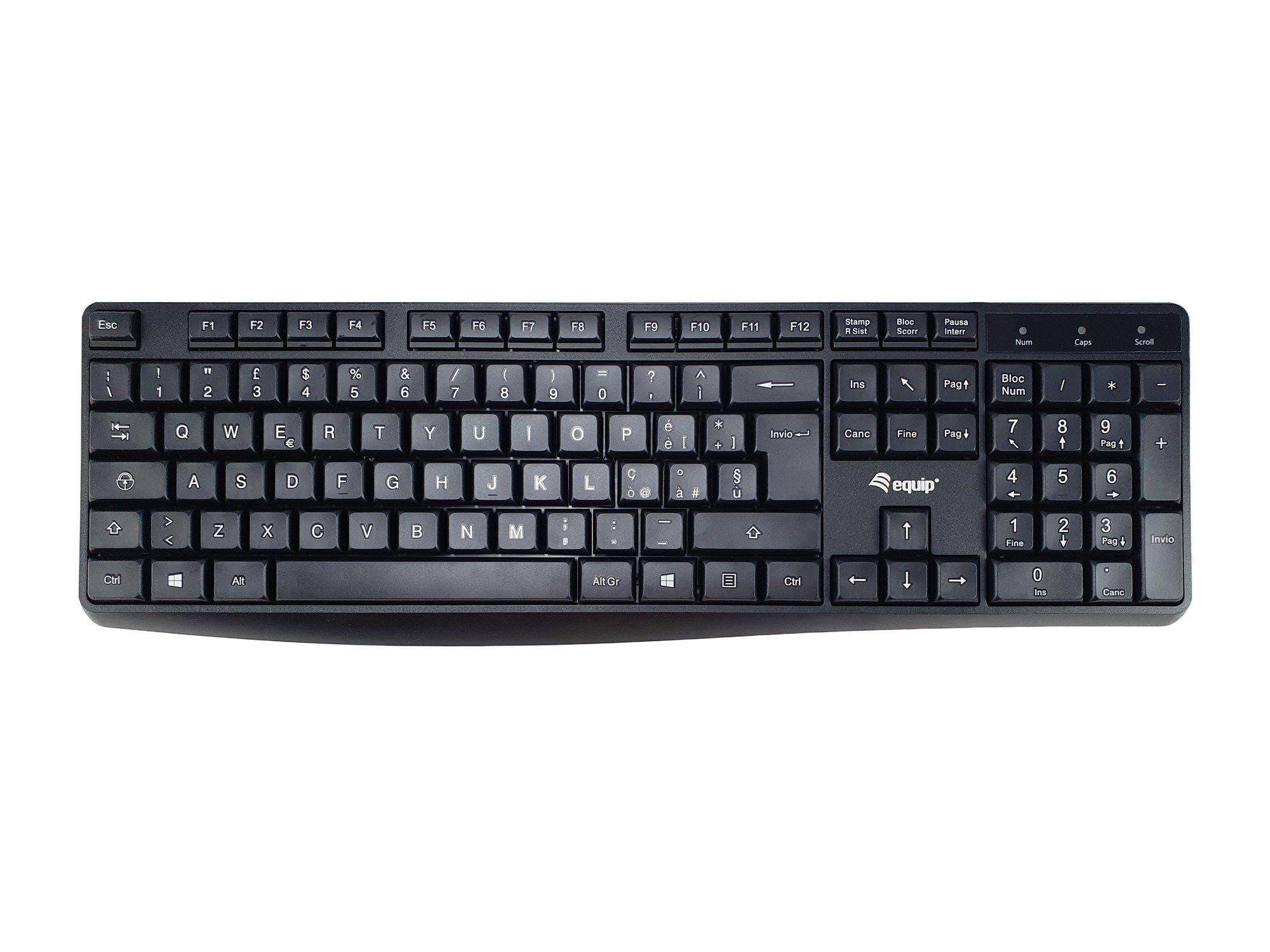 Teclado EQUIP 245213 (Italiano - Tamanho completo - USB - Preto)