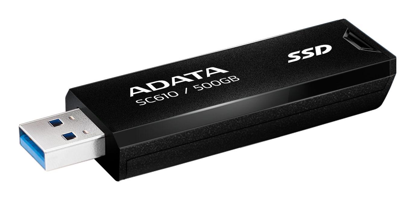 Disco SSD Externo ADATA SC610-500G-CBK/RD (500 GB - USB 3.2 Gen 2 - USB-A - Preto) — miniatura 3