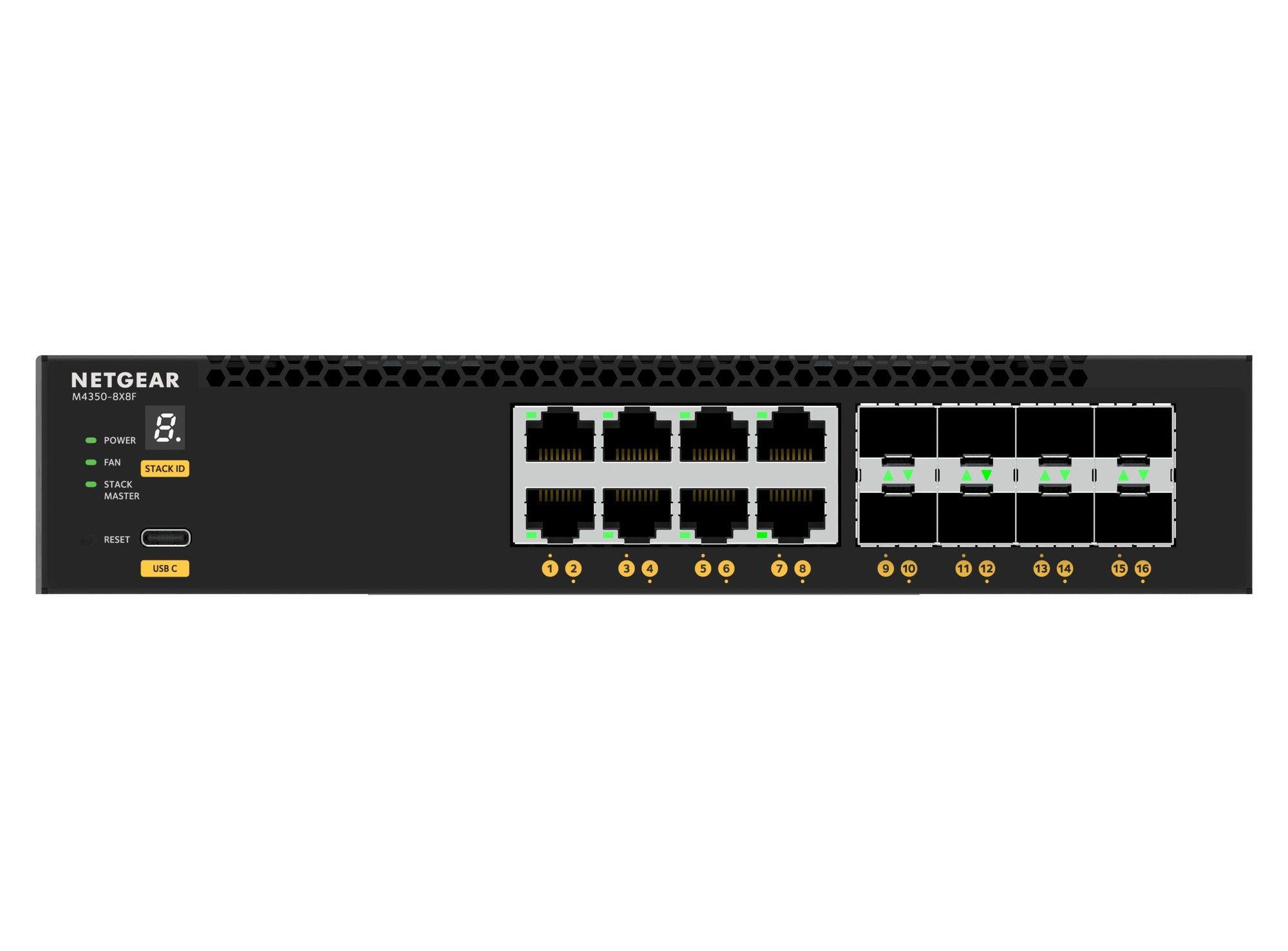 Switch Gerido NETGEAR M4350-8X8F (10G Ethernet - 100/1000/10000 Mbit/s - 32 MB - Preto) — miniatura 4