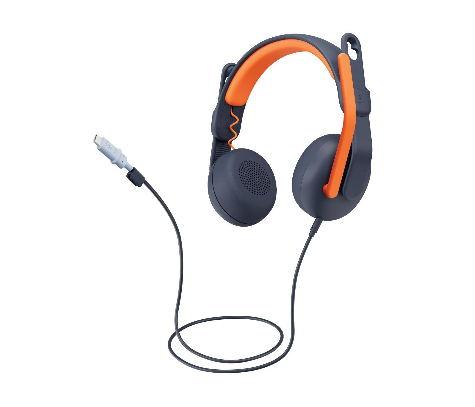 Headset LOGITECH Zone Learn (Binaural - Com fios - Supra-aural - Azul e Laranja)