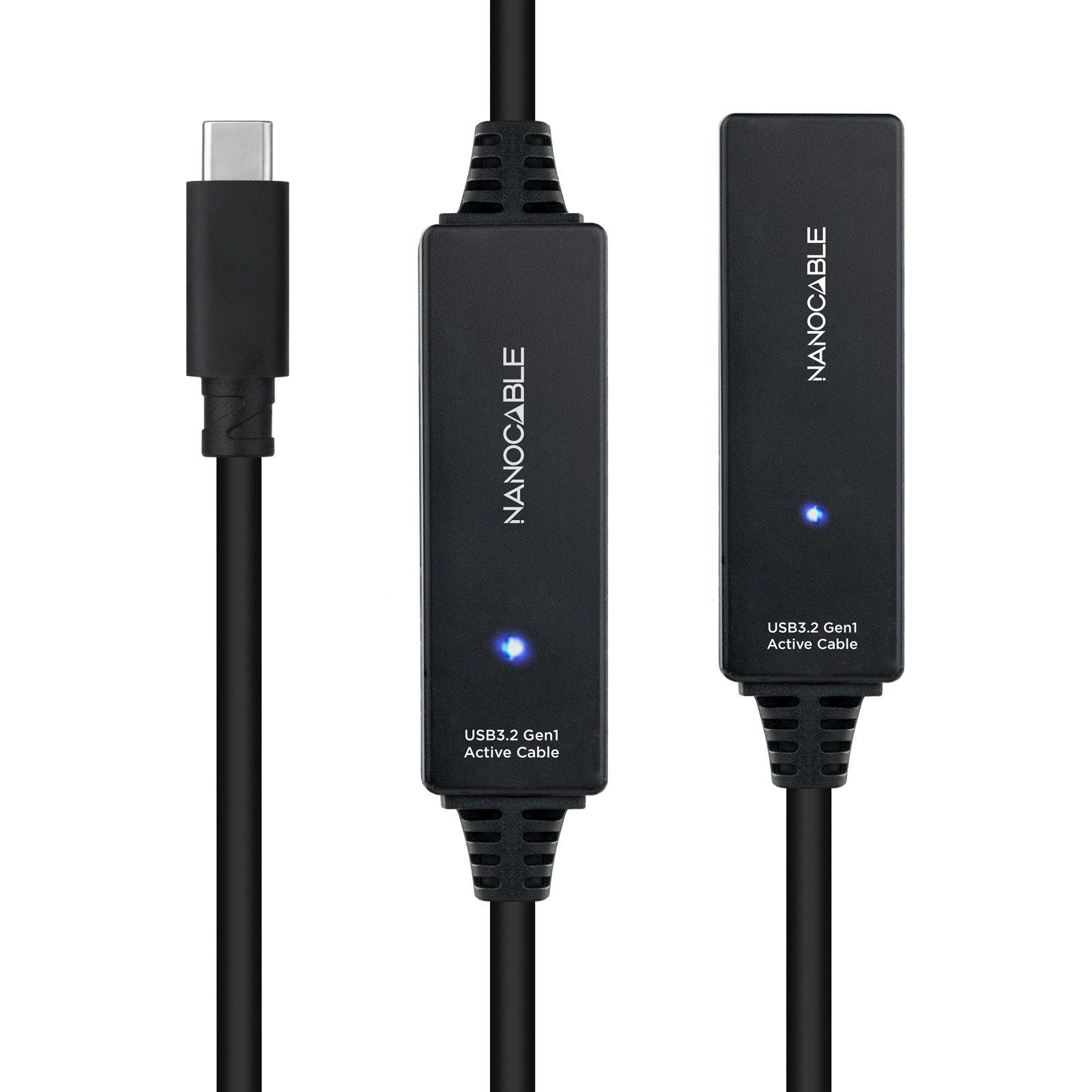 Cabo Prolongador USB-C NANOCABLE 10.01.1312 (10 m - USB C - Preto) — miniatura 3