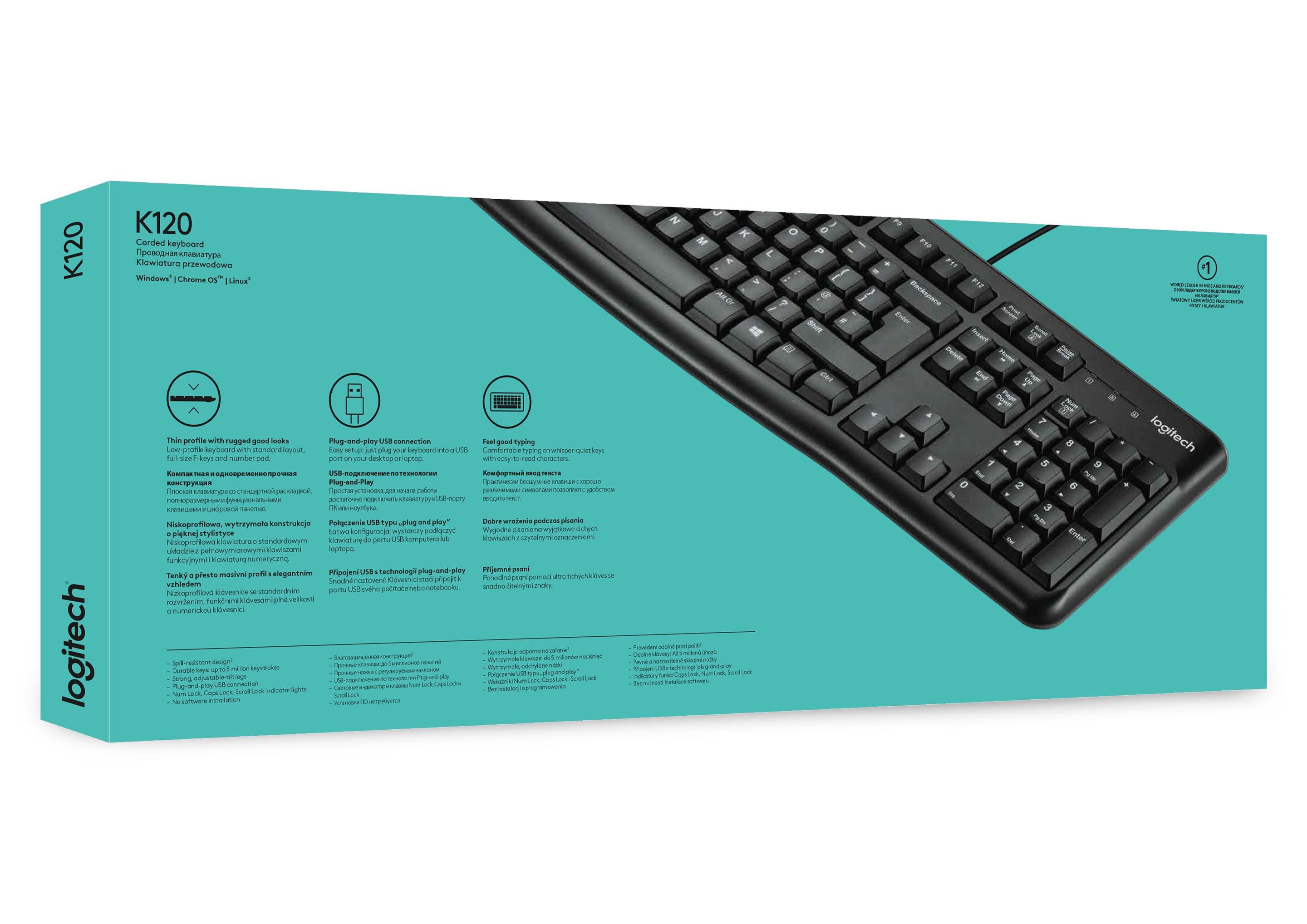 Teclado LOGITECH K120 (Holandês - Tamanho completo - USB - Preto) — miniatura 17