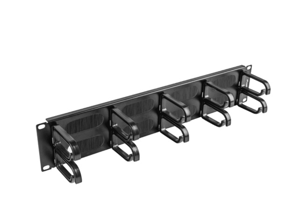 Organizador de Cabos LANBERG AK-1204-B (19" - 2U - 10 Anéis com Escova - Preto)