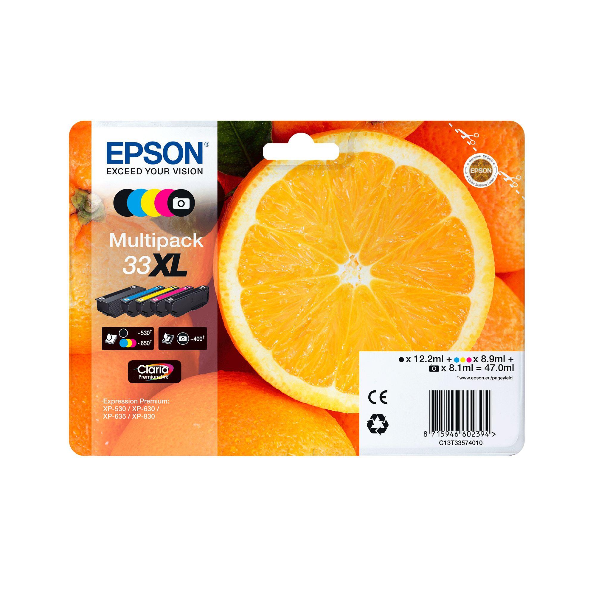 Multipack de Tinteiros EPSON 33XL C13T33574510 (5 Tinteiros XL - Preto, Preto Fotográfico, Ciano, Magenta e Amarelo) — miniatura 6