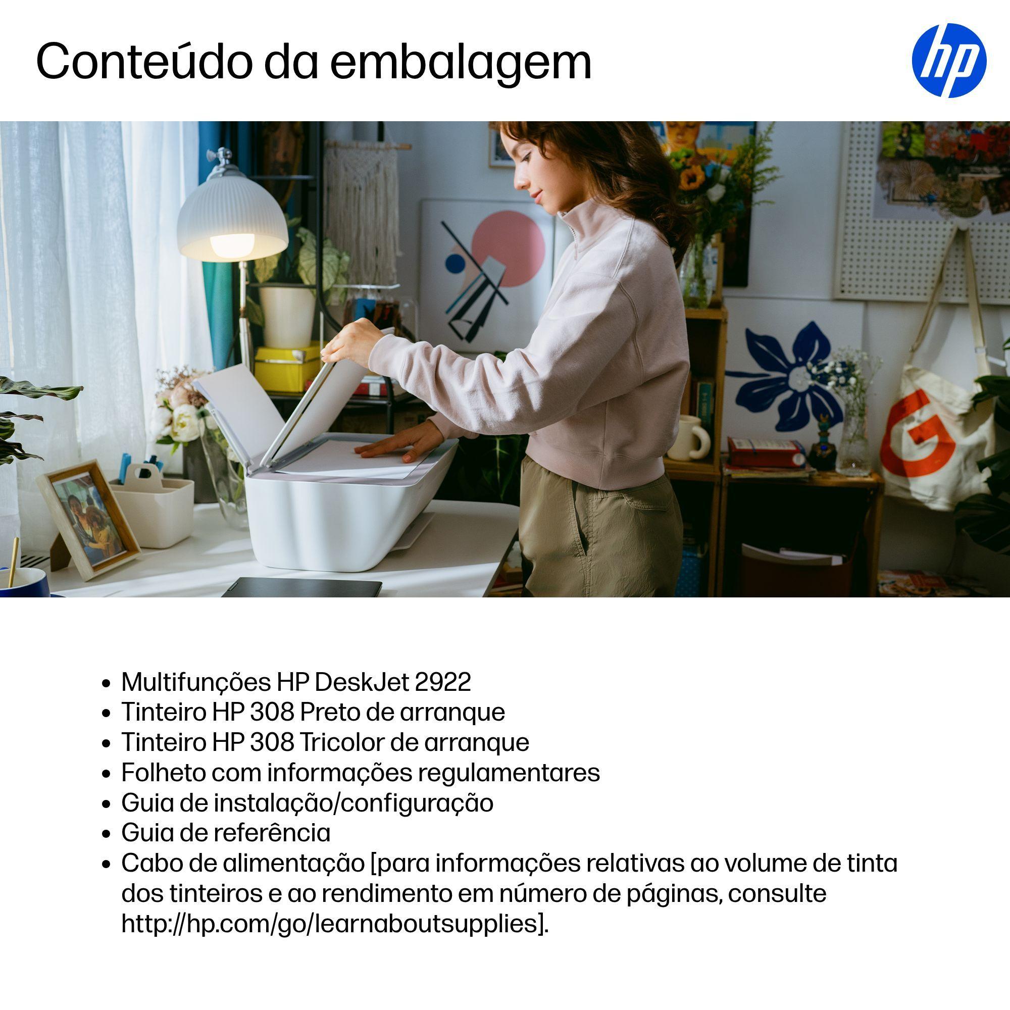 Impressora Multifunções HP DeskJet 2922 (A4 - Impressão a cores - 60 folhas - Branco), miniatura 13