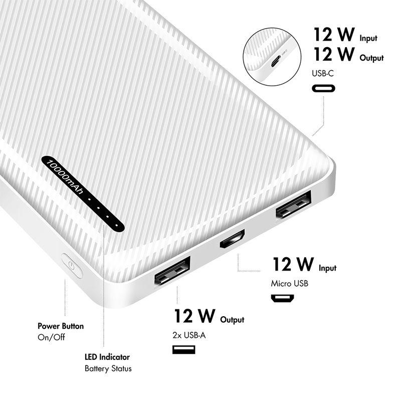 Power Bank LOGILINK PA0328WRF (10000 mAh - Até 12 W - Micro-USB + USB Type-C - Branco), miniatura 7