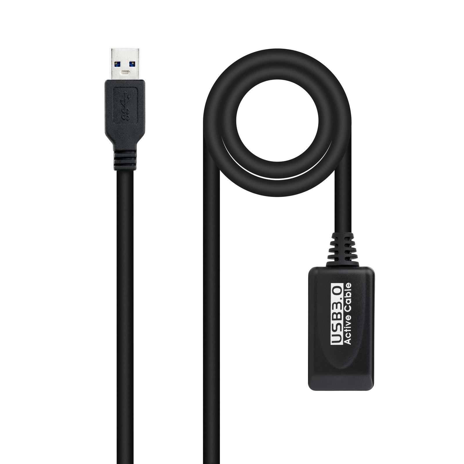 Cabo de Extensão USB NANOCABLE 10.01.0311 (5 m - USB A - Preto)