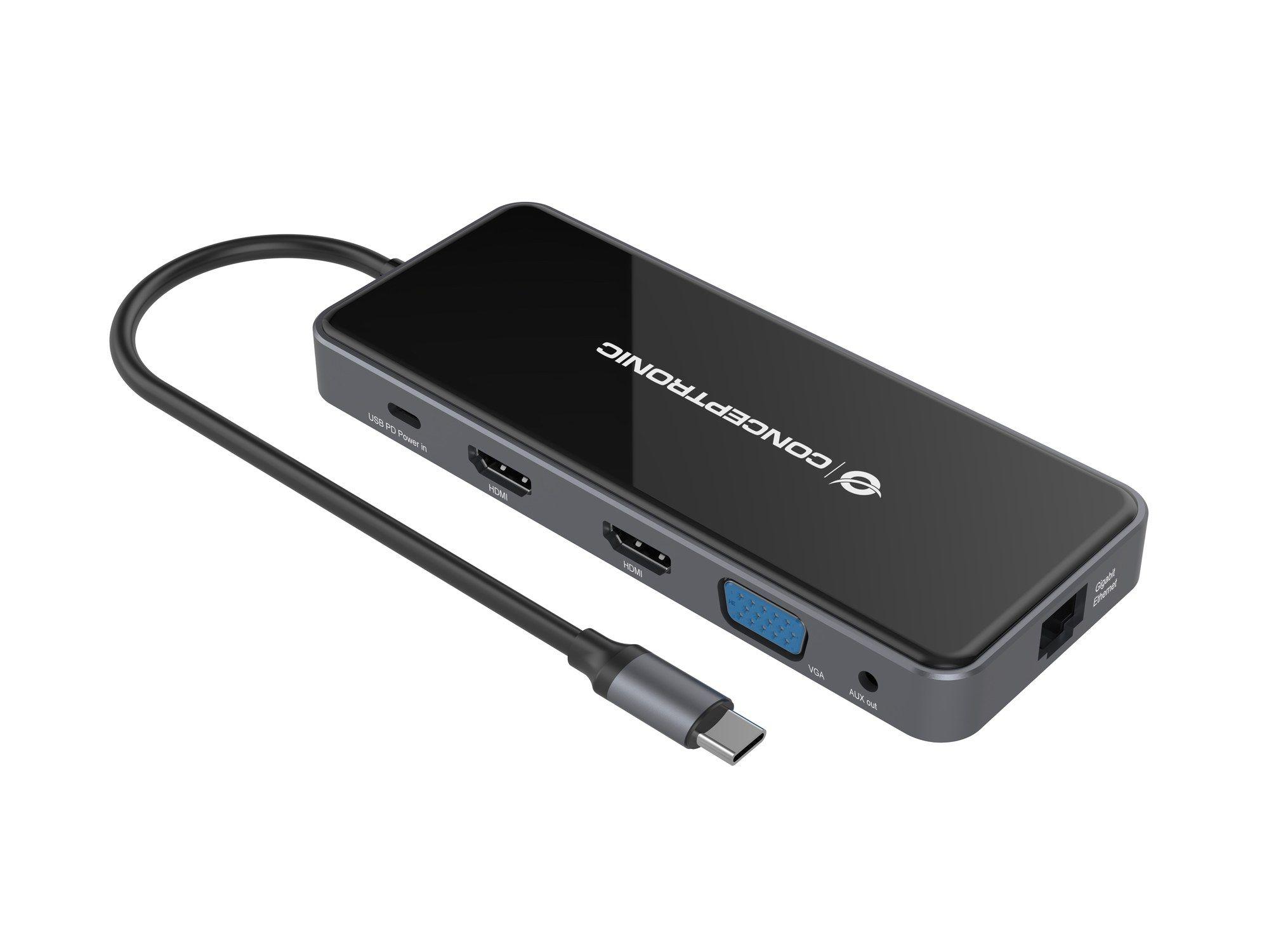 Dock USB-C CONCEPTRONIC DONN15G (0,25 m - Cinzento) — miniatura 7
