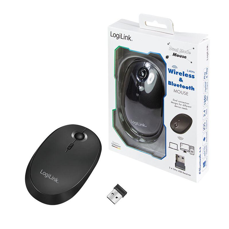 Rato LOGILINK ID0204 (Ambidestro - 1600 DPI - RF Wireless + Bluetooth - Preto), miniatura 9
