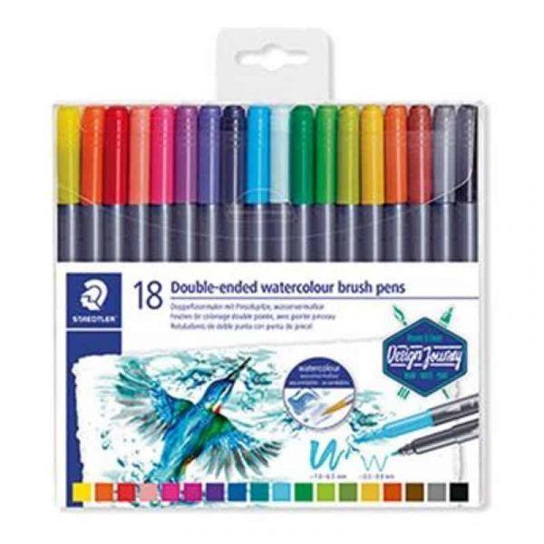 Marcadores de Ponta Dupla Aguareláveis STAEDTLER 3001 TB18 (Multicor)