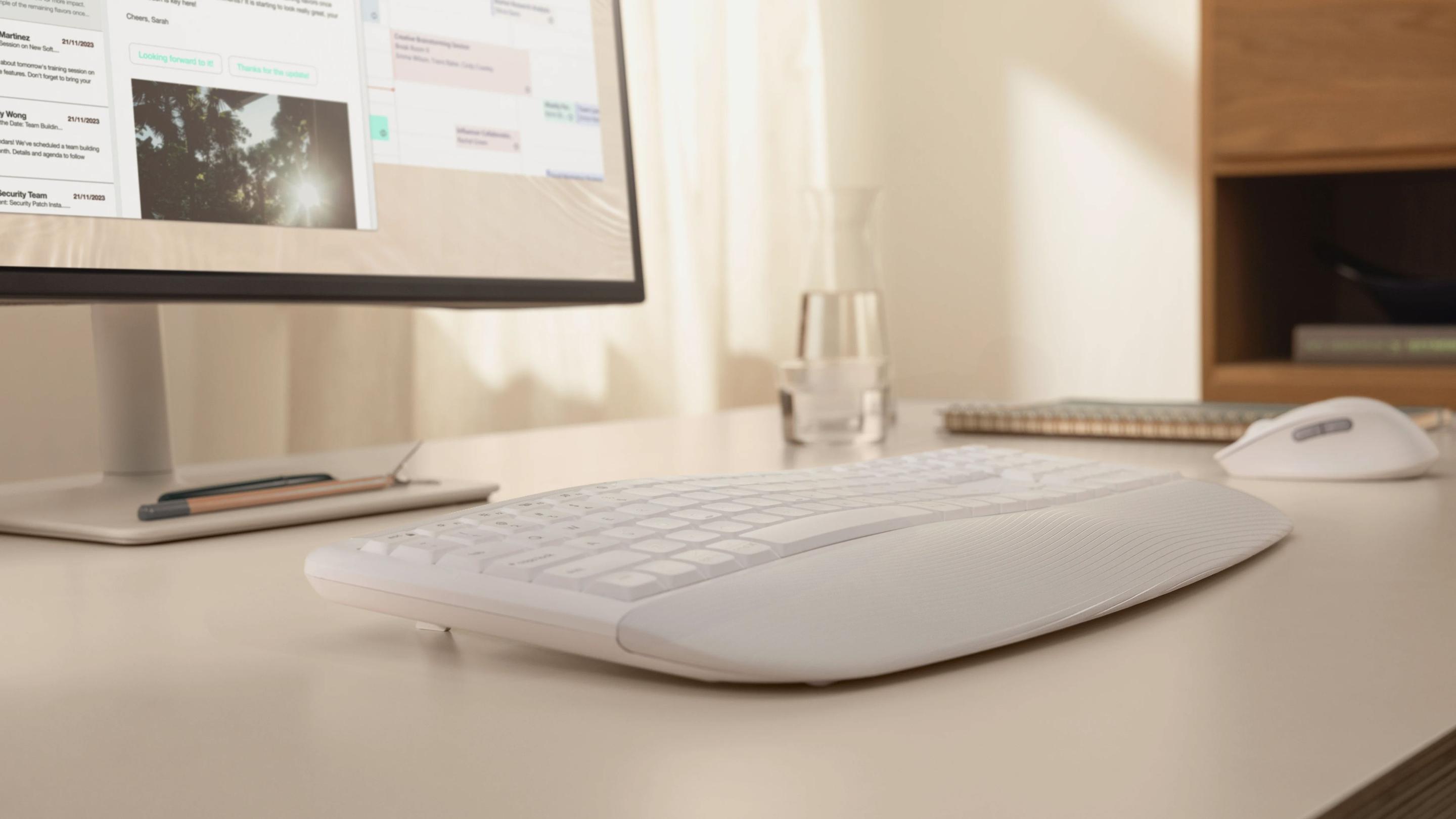 Conjunto de Teclado e Rato LOGITECH MK880 Signature Comfort Plus (Alemão - Tamanho completo - RF Wireless + Bluetooth - Branco acinzentado), miniatura 9