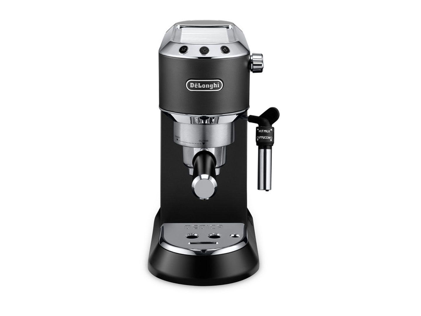 Máquina de Café Expresso DELONGHI Dedica EC685.BK (Doses individuais, café moído - 1300 W - 15 bar - Preto e Prateado)