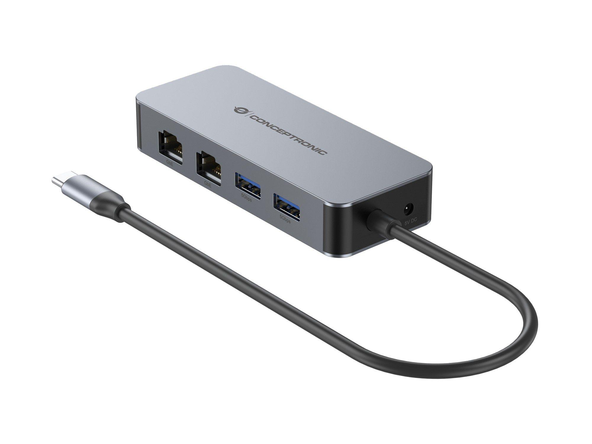 Hub USB-C CONCEPTRONIC ABBY24G (0,3 m - Cinzento) — miniatura 2