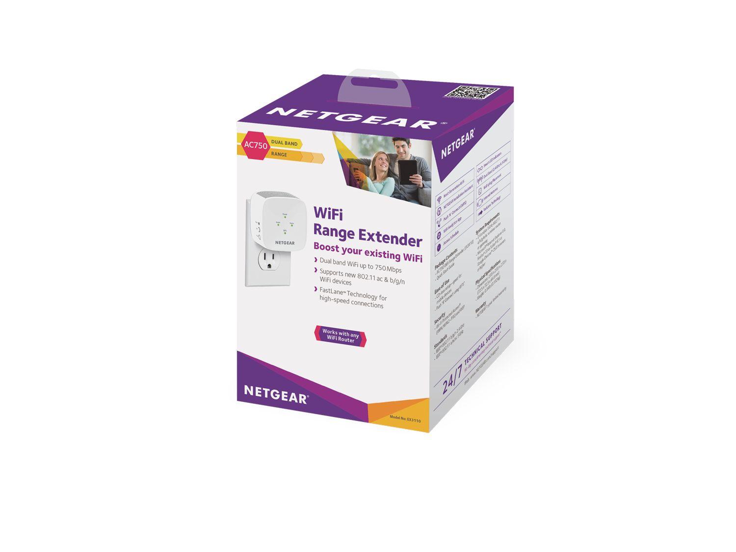 Repetidor Wi-Fi NETGEAR EX3110 (750 Mbit/s - 2,4 GHz / 5 GHz - 10/100Base-T - Branco), miniatura 3