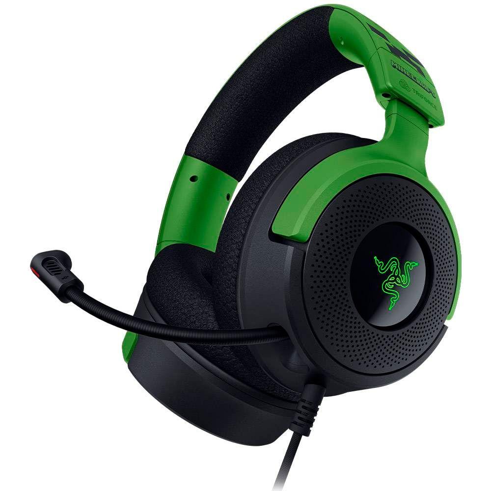 Headset Gaming RAZER Kraken V4 X Minecraft Edition (Binaural - Com fios - Supra-aural - Preto e Verde), miniatura 2