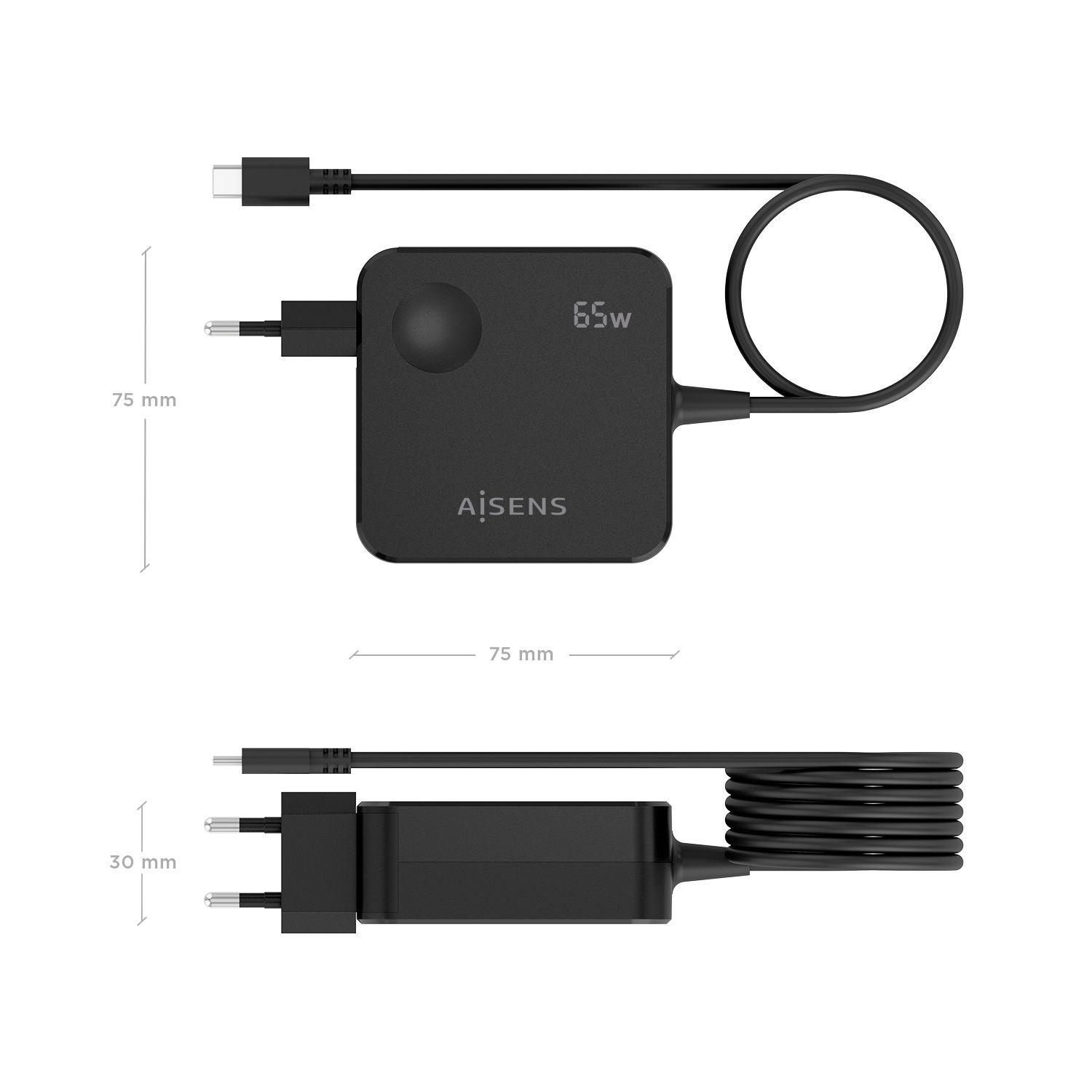 Carregador de Parede AISENS 1PD65WL80 (65 W - Preto), miniatura 4