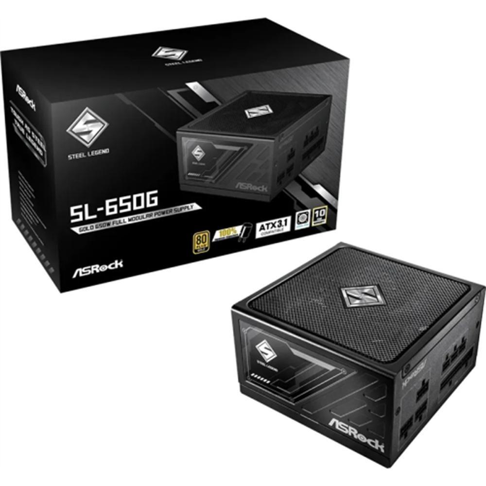 Fonte de Alimentação ASROCK Steel Legend SL-650G (ATX - 650 W - 80 PLUS Gold - Preto)