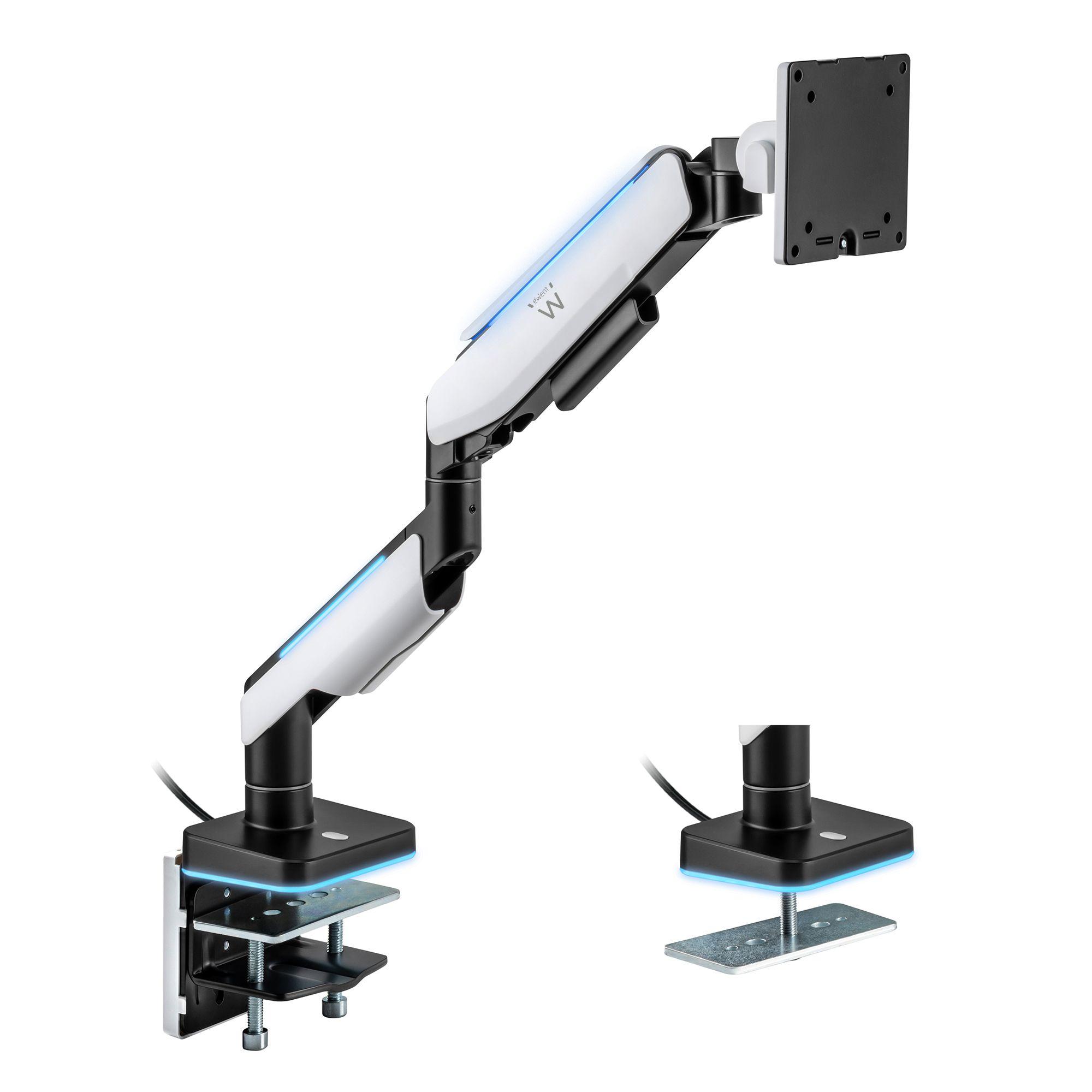 Suporte de Secretária para Monitor EWENT EW1509 (17" a 49" - RGB - Branco)