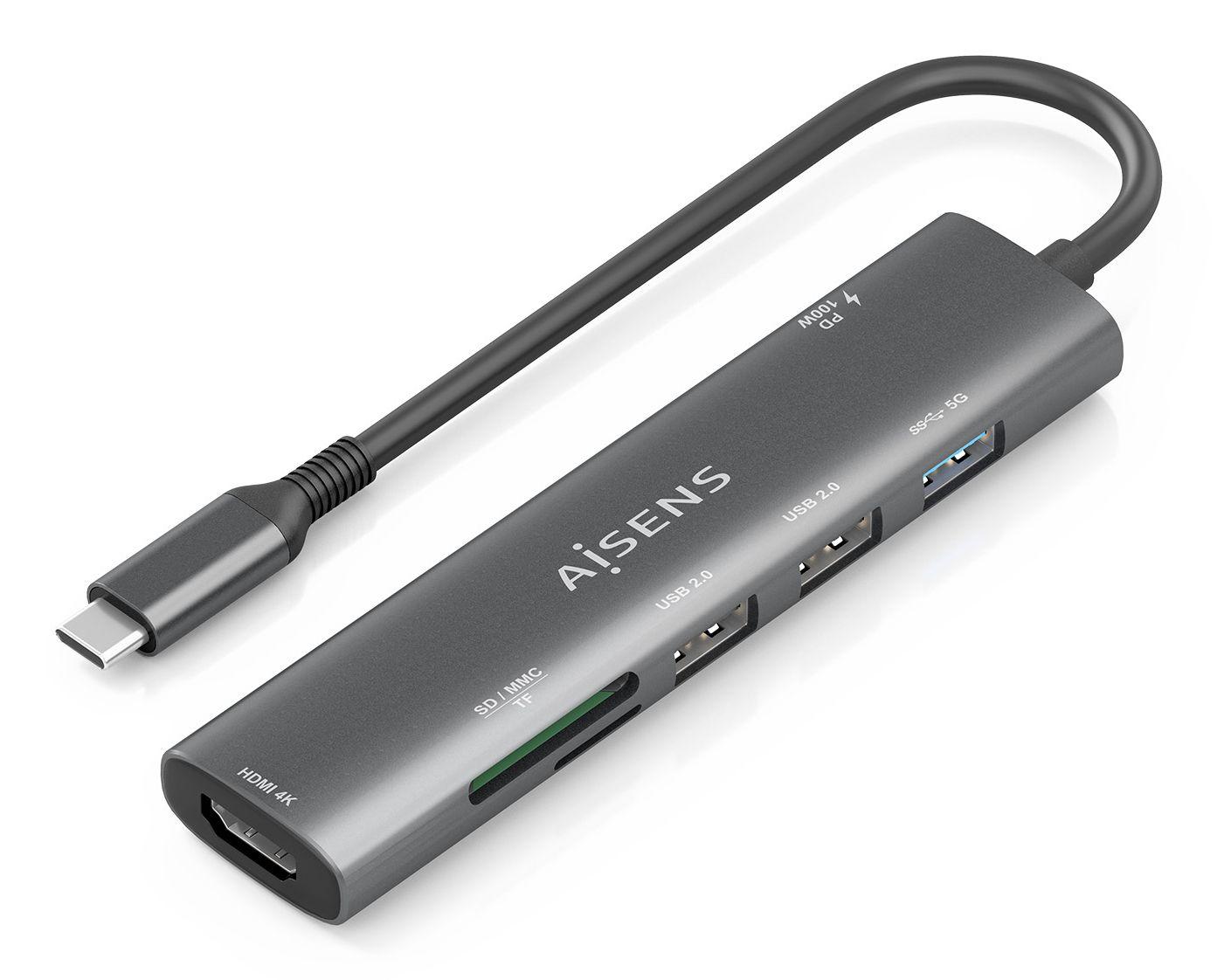 Hub USB-C AISENS ASUC-7P027-GR (0,15 m - Cinzento)