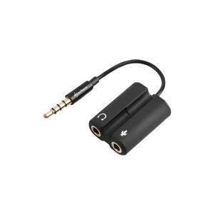 Adaptador de Áudio SHARKOON PMP35 (Jack estéreo 3,5 mm fêmea para jack 3,5 mm macho de 4 polos - Preto)