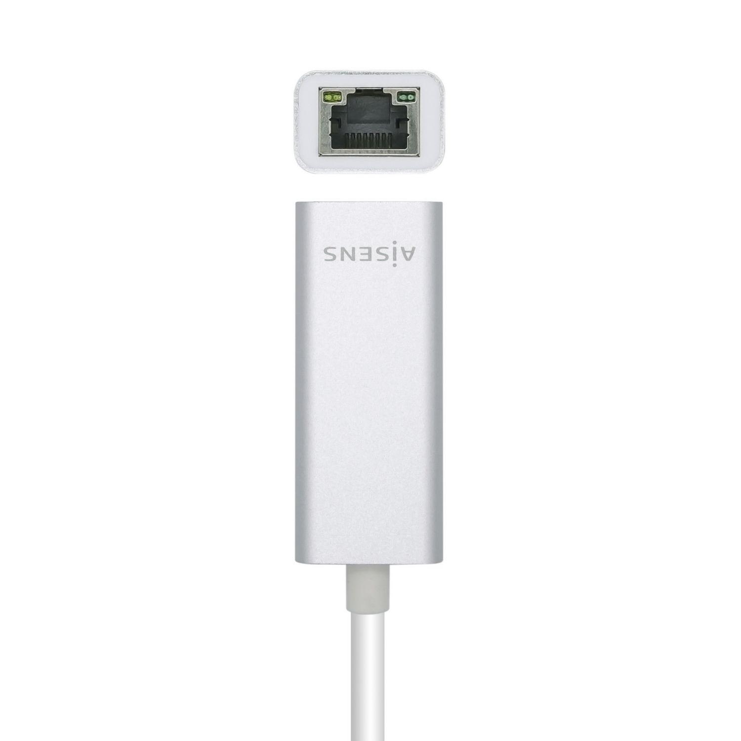 Conversor de Rede USB-C AISENS A109-0505 (USB Type-C - 1000 Mbit/s - Prateado), miniatura 2