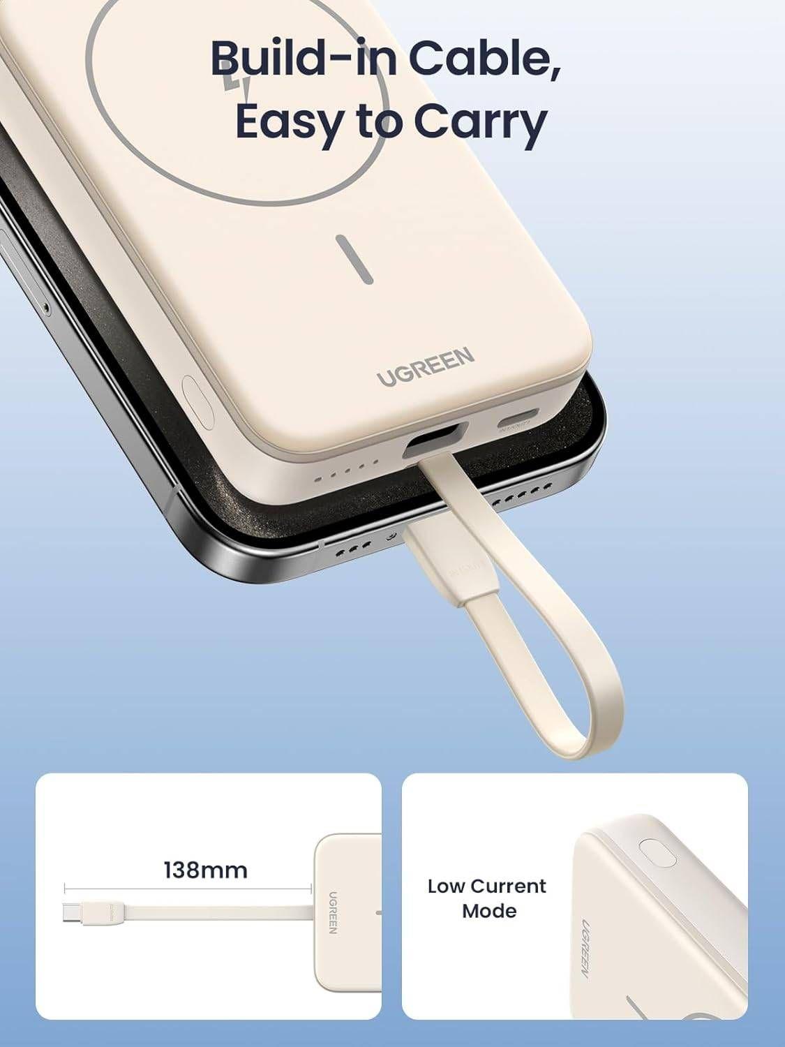 Powerbank UGREEN PB760 Mini Magnética Sem Fios (10000 mAh - 20W - Sem fios magnético e USB-C - Branco), miniatura 5