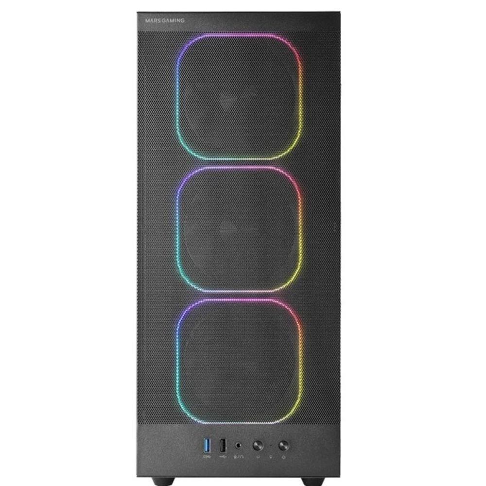 Caixa PC MARS GAMING MCNEBULA (ATX, Micro ATX, Mini-ITX - Torre média - Aço SPCC, 0,6 mm - Preto)