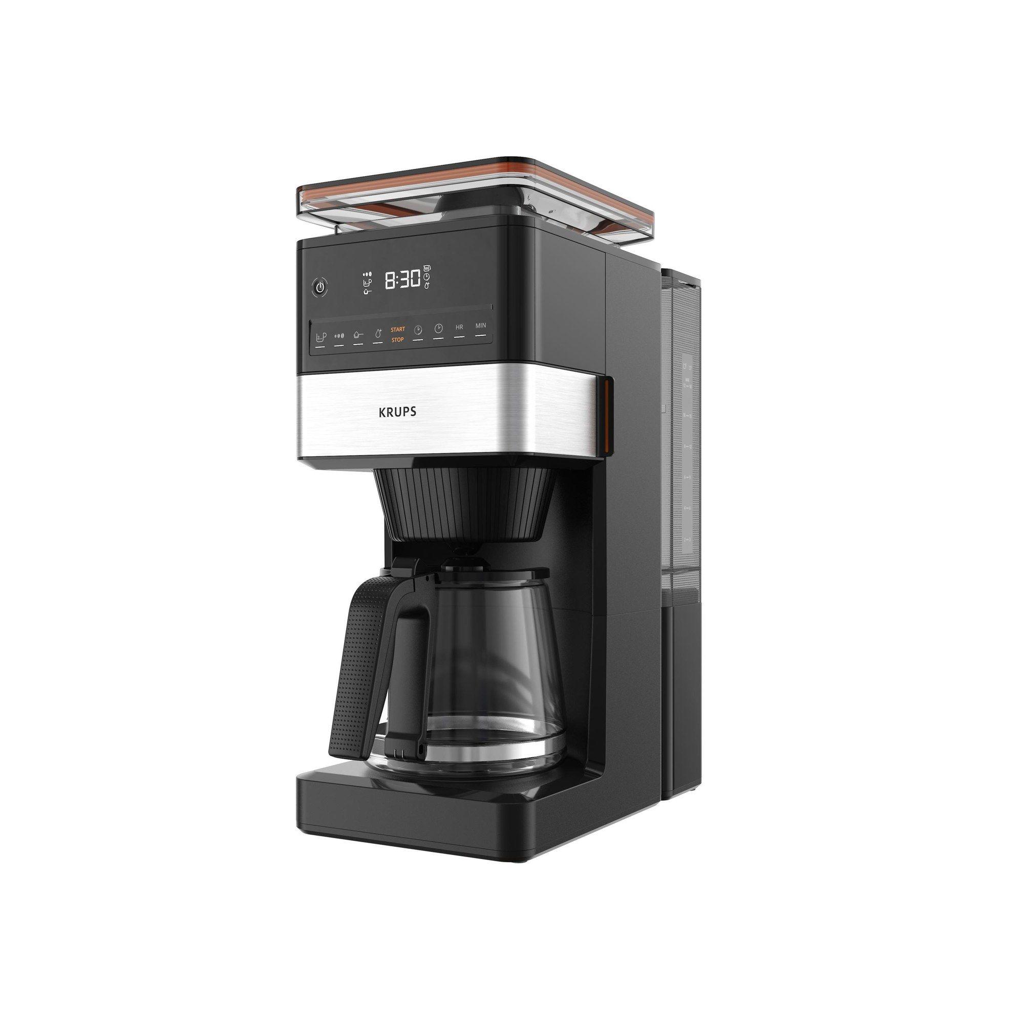 Máquina de Café de Filtro KRUPS Grind Aroma XL KM8428 (Grãos de café e café moído - 1000 W - 1,5 l - Preto e Inox)