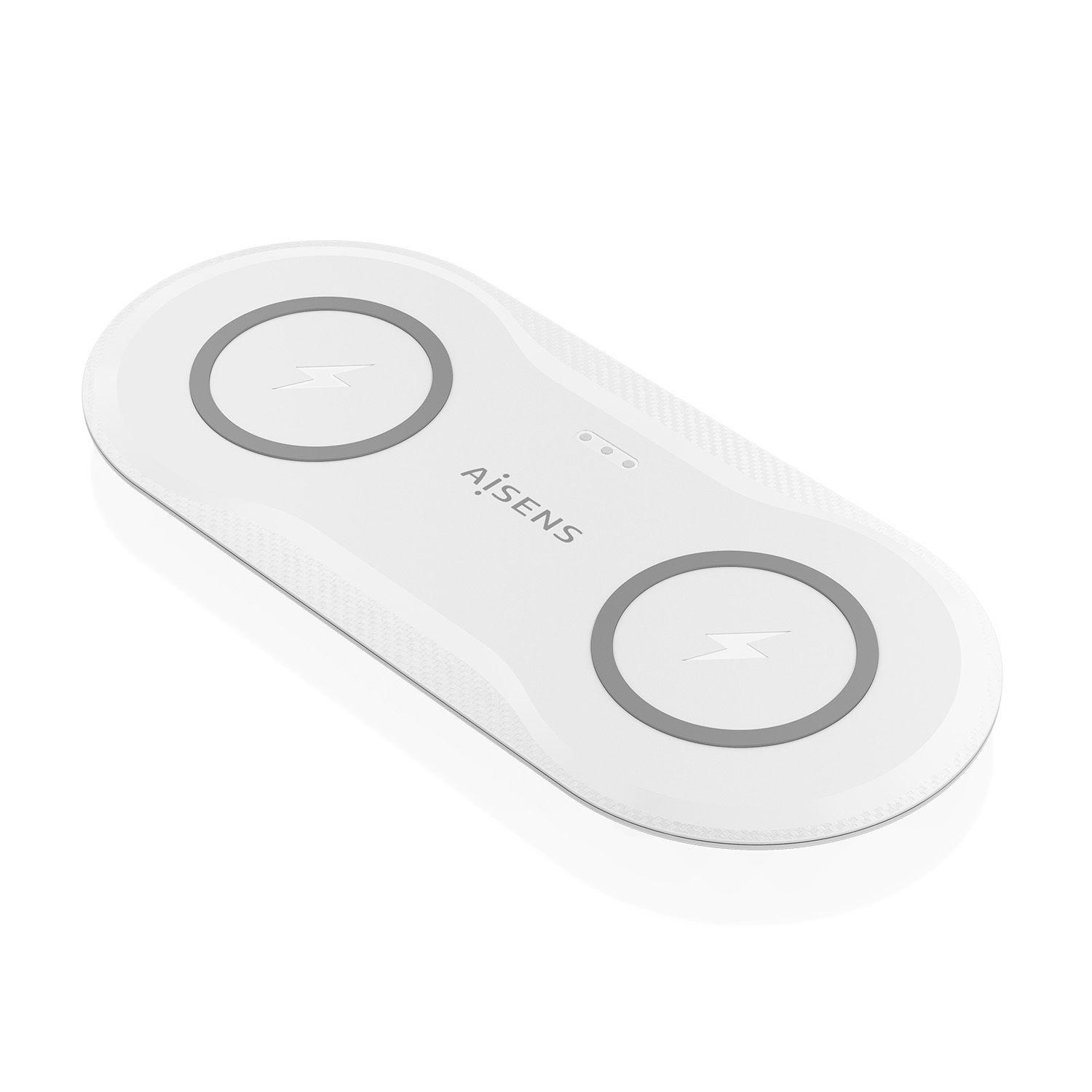 Carregador Sem Fios AISENS ASCH-15W2WC059-W (Auscultadores, Smartphone - Qi - Branco)