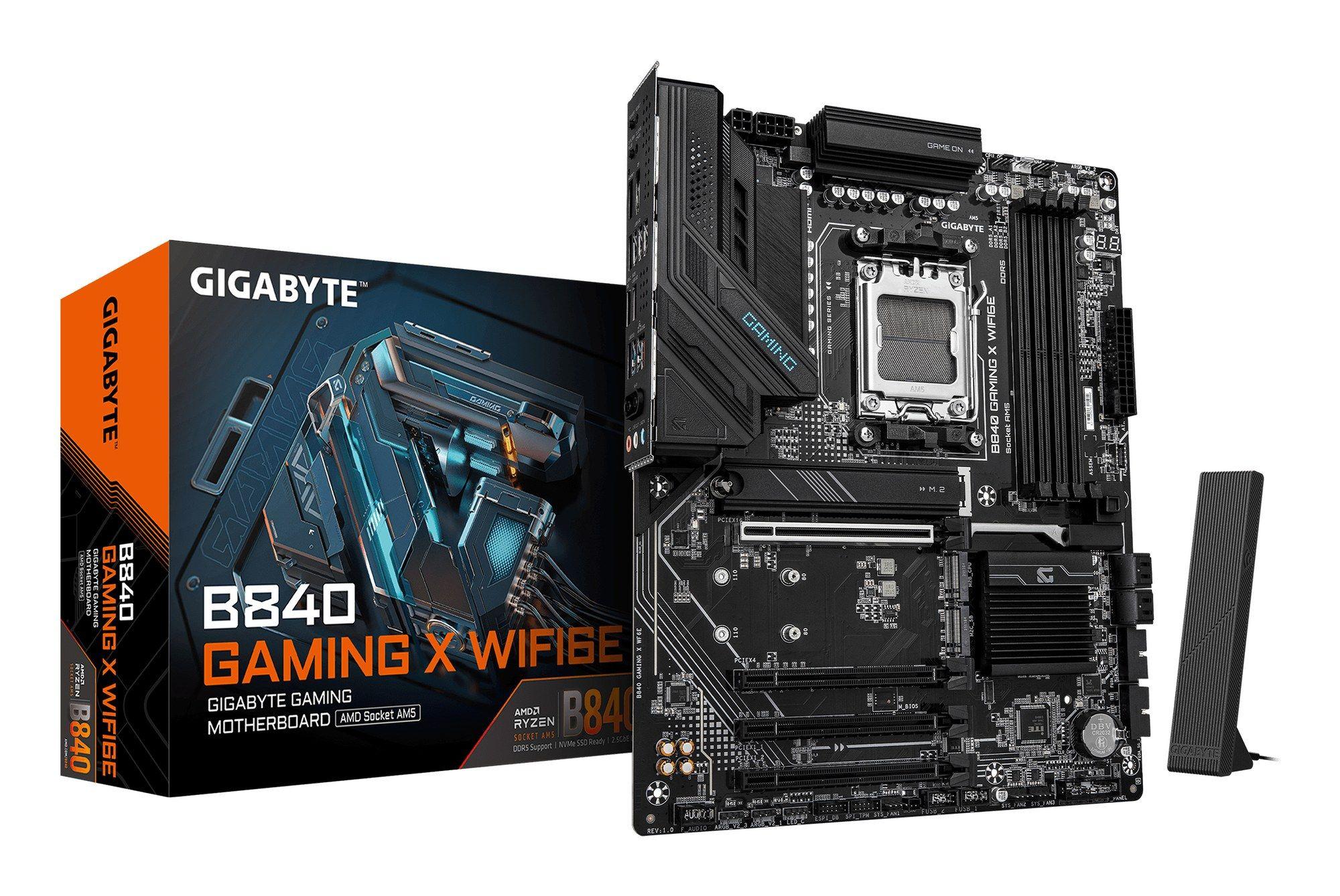 Motherboard GIGABYTE B840 GAMING X WF6E (AM5 - ATX - Duplo canal - Castanho escuro)