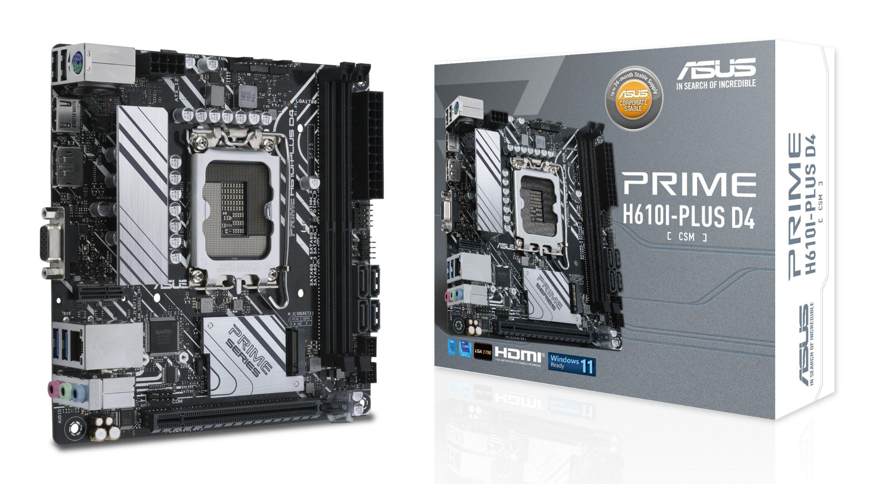Motherboard ASUS PRIME H610I-PLUS D4-CSM (LGA 1700 - Mini-ITX - Duplo canal)
