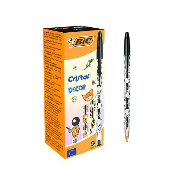 Esferográfica BIC Cristal Decor Kawaii (20 unidades - Ponta de 1 mm - Tinta preta)