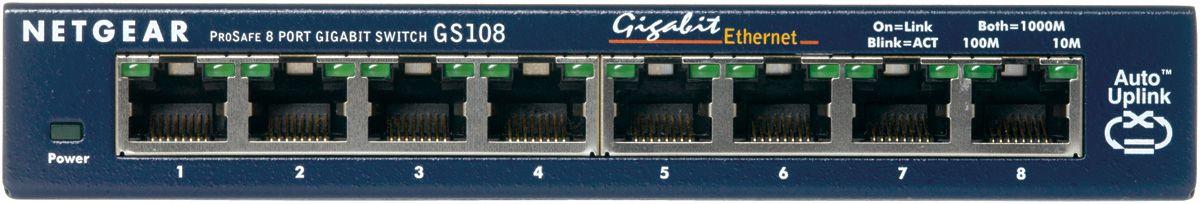 Switch NETGEAR GS108GE (Gigabit Ethernet - 10/100/1000 Mbps - 16 Gbit/s - Azul)