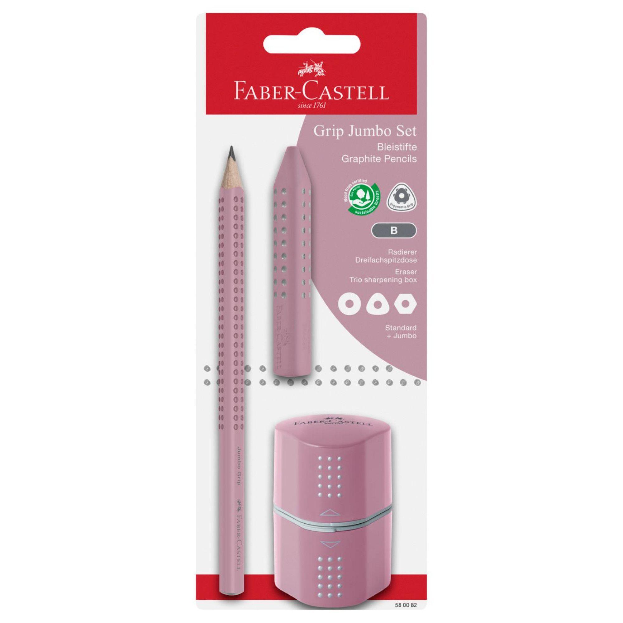 Conjunto de Lápis de Grafite FABER-CASTELL Jumbo Grip Set Rose Shadows (175 mm - Tons Rosa)