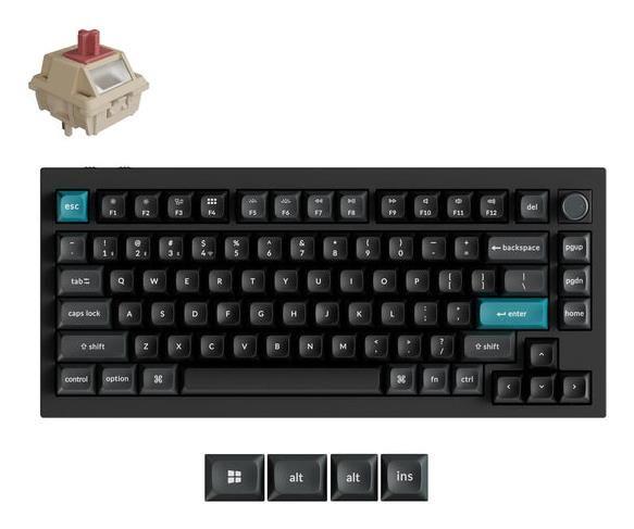 Teclado KEYCHRON Q1 Ultra Gateron Jupiter Black (Internacional - Linear, Gateron Jupiter Black - 75% - Preto)