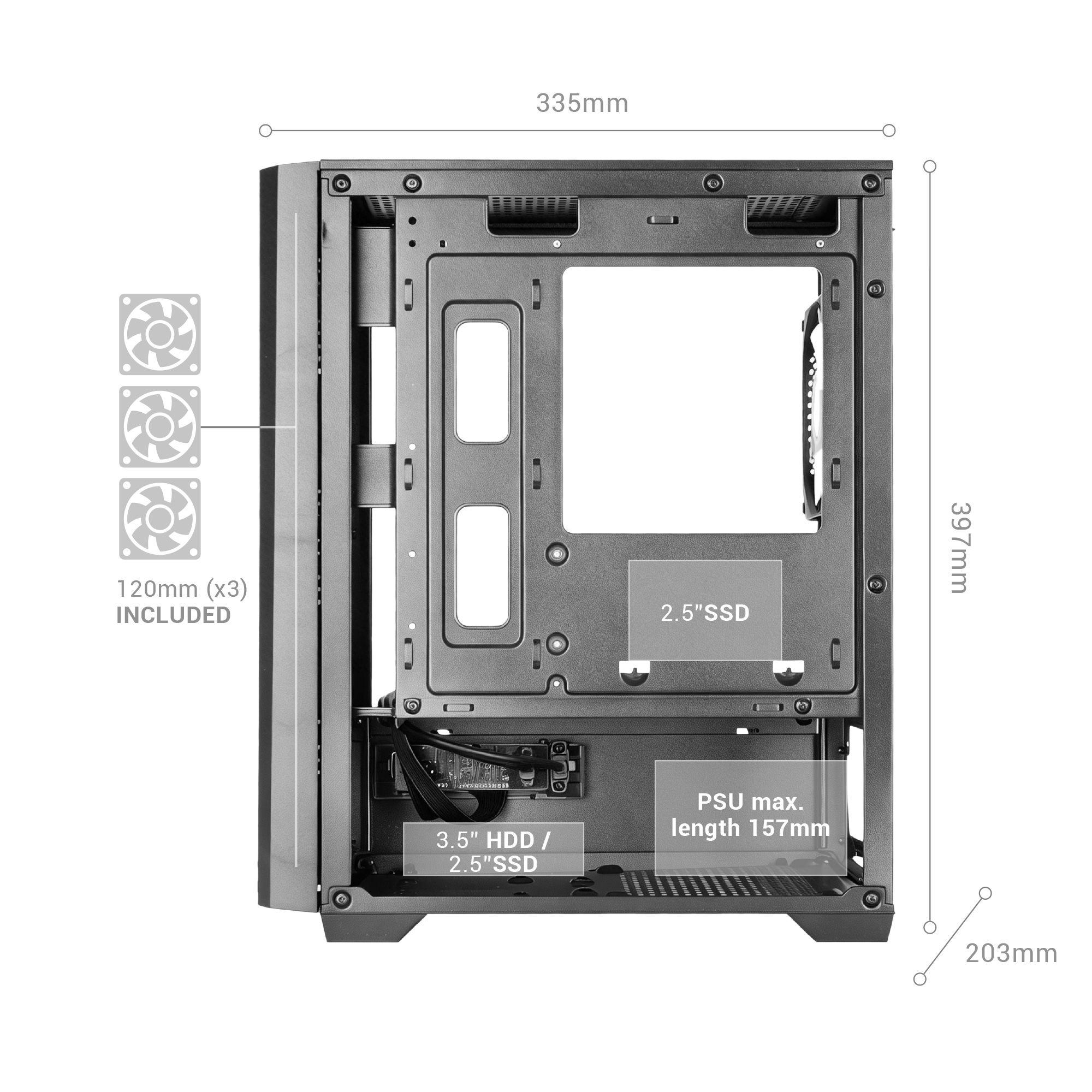 Caixa PC MARS GAMING MC-VECTOR (Micro ATX, Mini-ITX - Mini Tower - ARGB - Preto) — miniatura 9