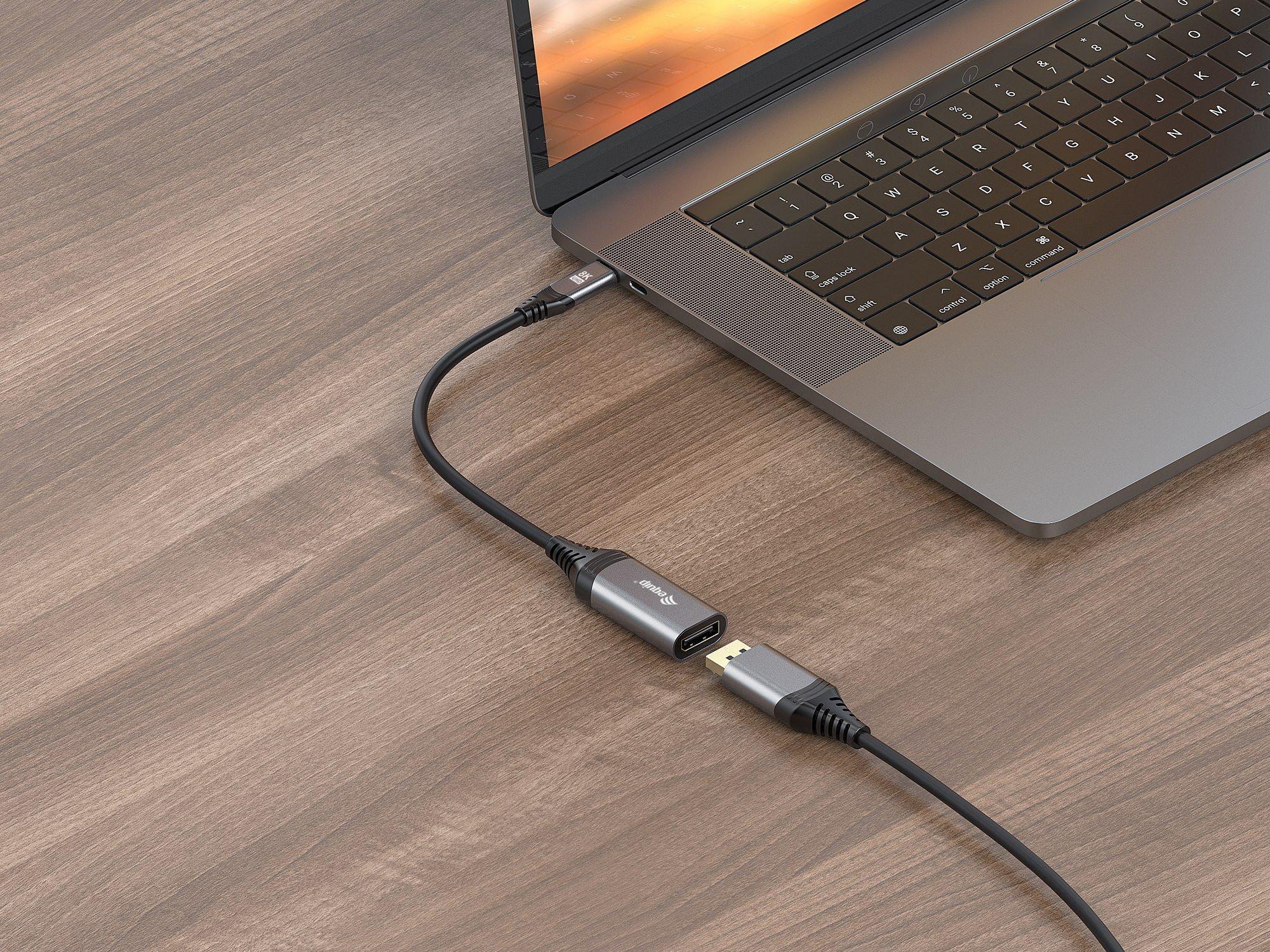 Adaptador USB-C para DisplayPort EQUIP 133493 (0,15 m - DisplayPort - USB Type-C - Preto/Cinzento) — miniatura 3