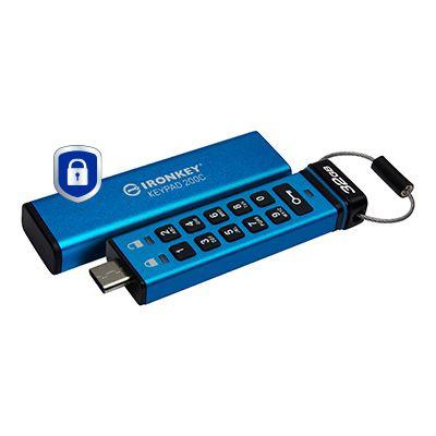Pen USB KINGSTON IronKey Keypad 200C (32 GB - Capa - USB Type-C - Azul), miniatura 2